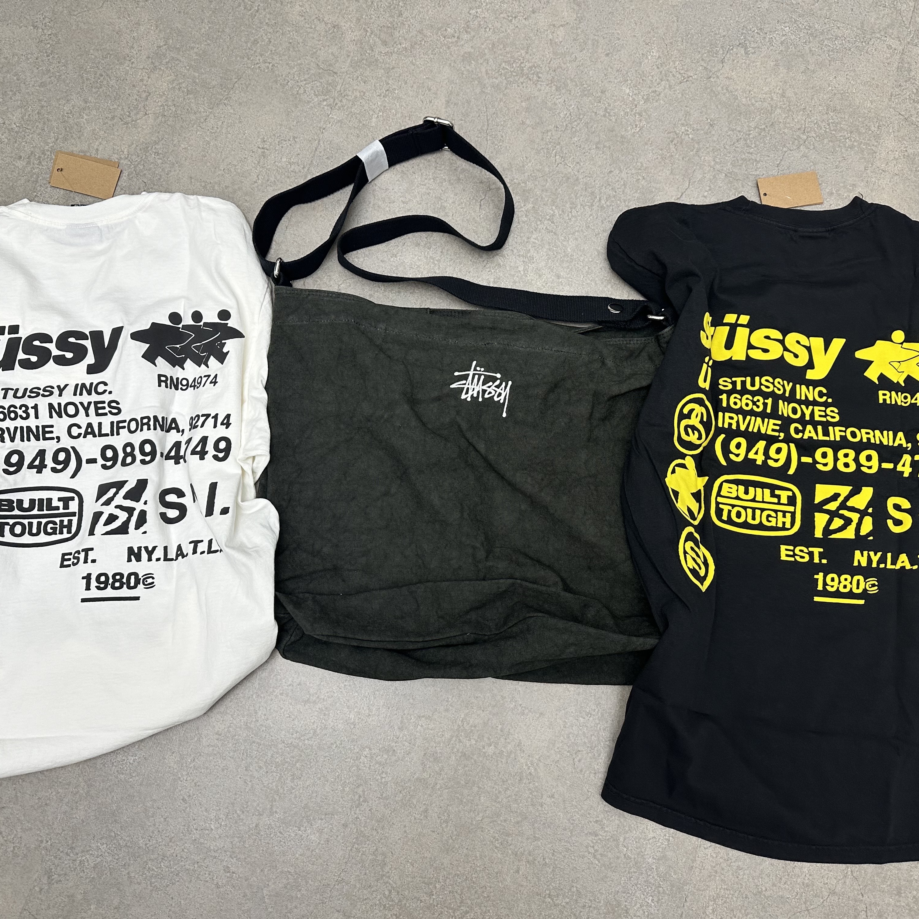 Stussy Canvas Crossbody Bag Washed Black, Stussy DNA Pigment Dyed T-Shirt Natural 착용 스타일 - 1
