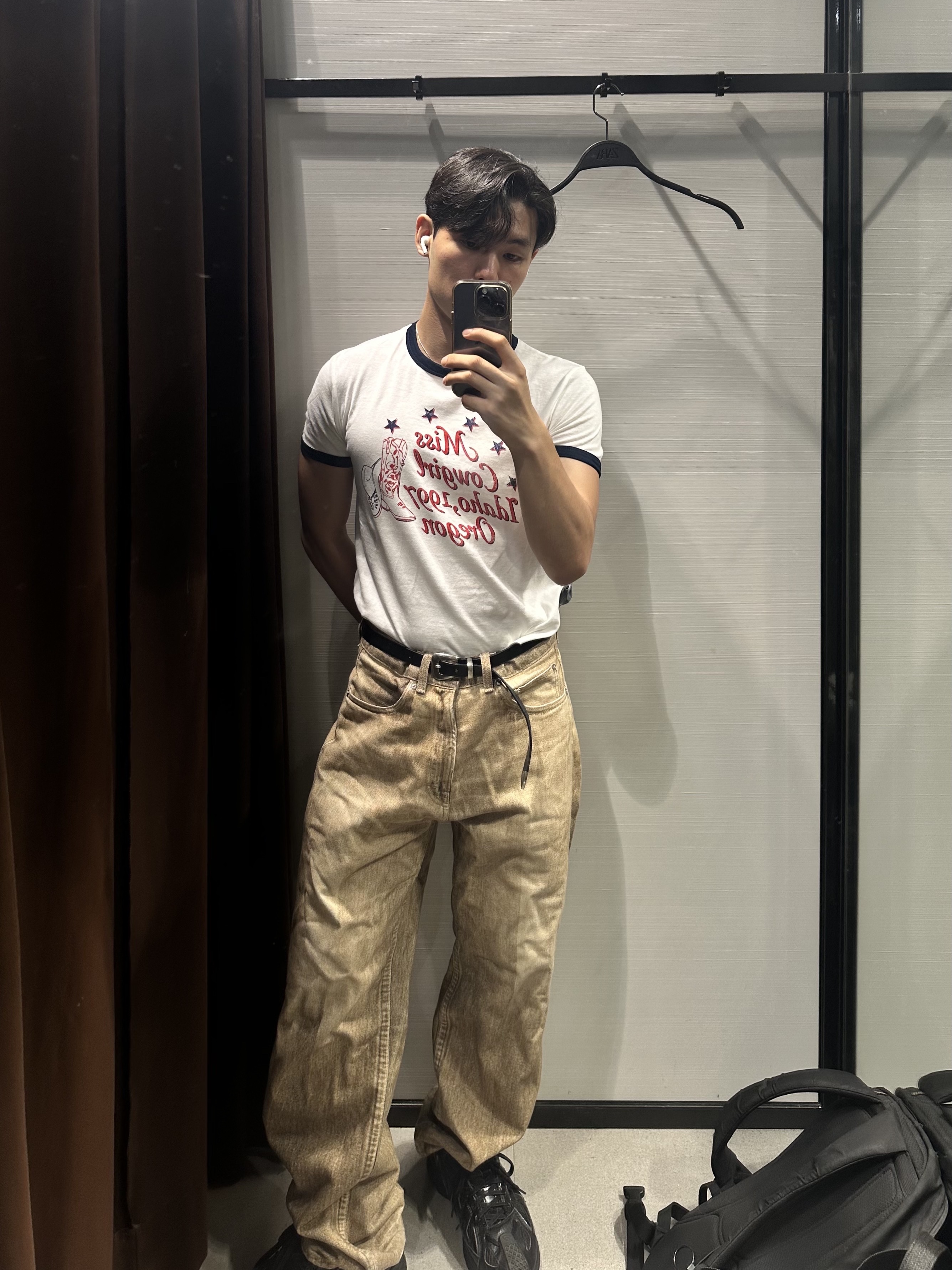 Our Legacy Third Cut Digital Dual Sand Denim, Asics x Kiko Kostadinov Gel-Kiril Black 착용 스타일 - 2