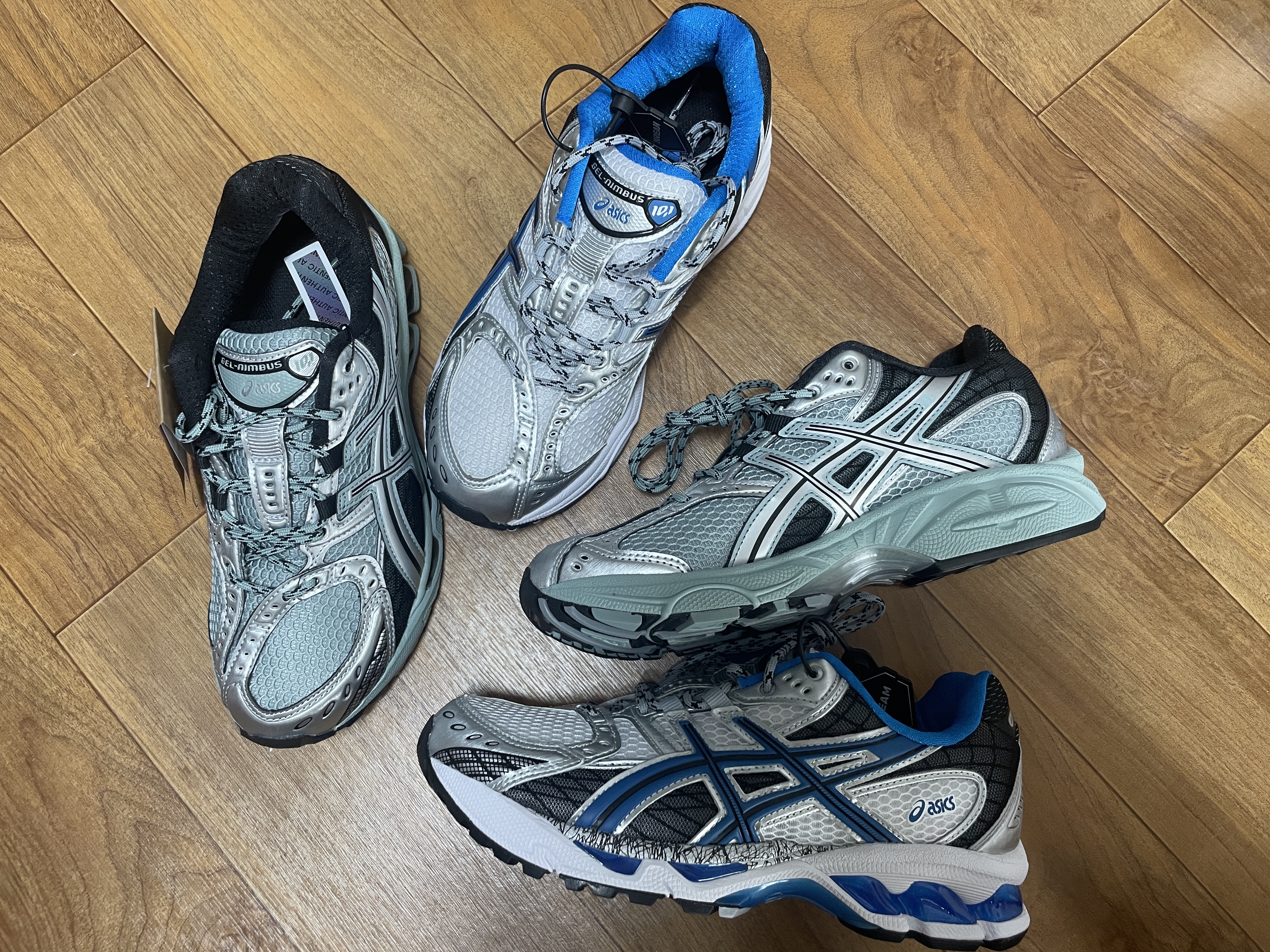 Asics Gel-Nimbus 10.1 White Directoire Blue, Asics Gel-Nimbus 10.1 Ocean Haze Pure Silver 착용 스타일 - 3