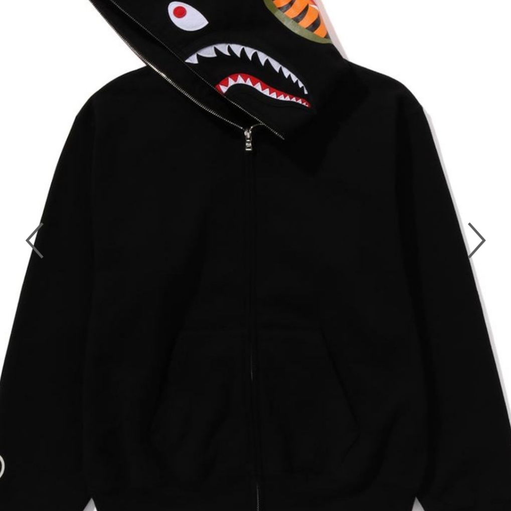 (W) BAPE Shark Full Zip Hoodie Black 착용 스타일 - 3