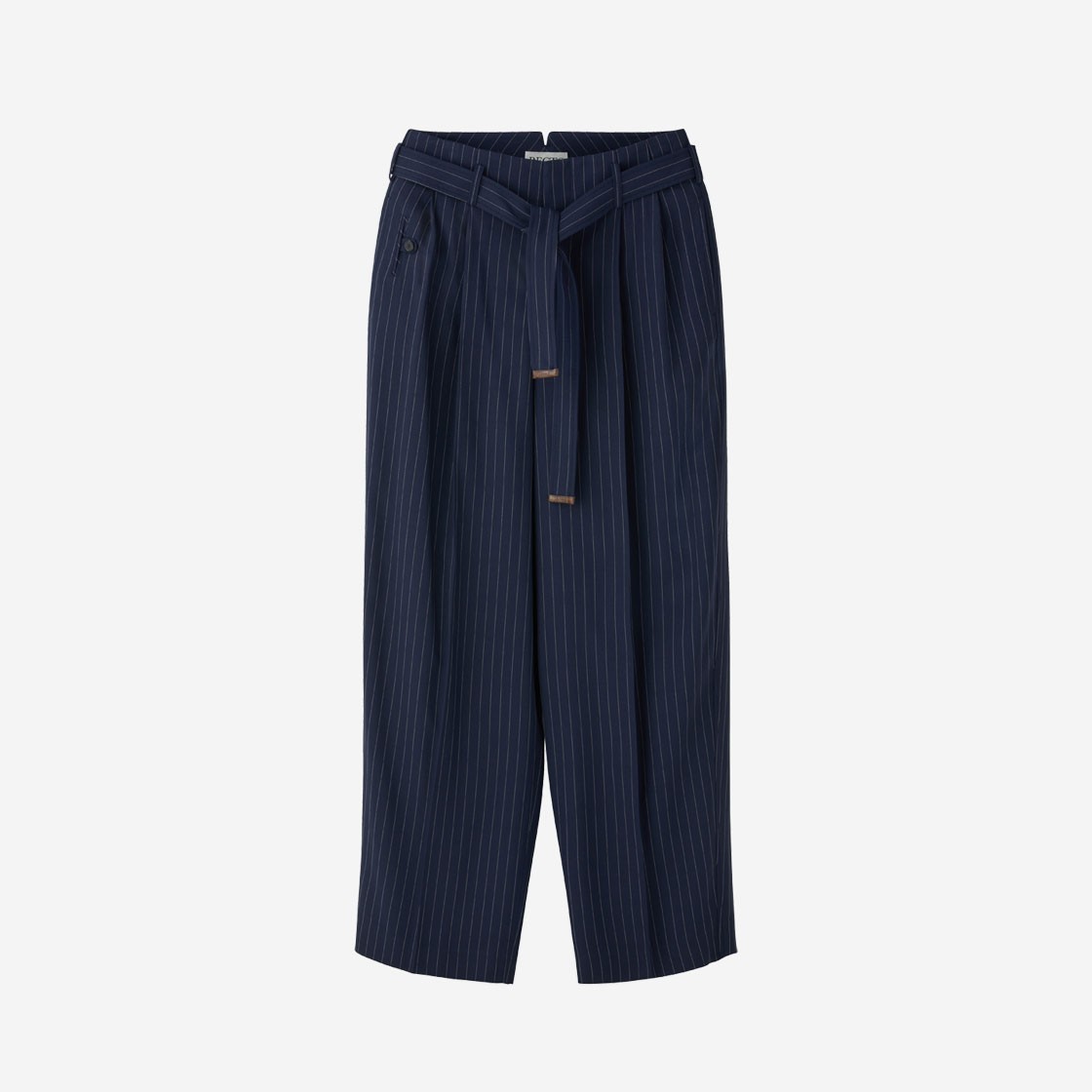 Recto Sustainable Pin Stripe Belt Detail Pants Dark Navy 상세 이미지 1