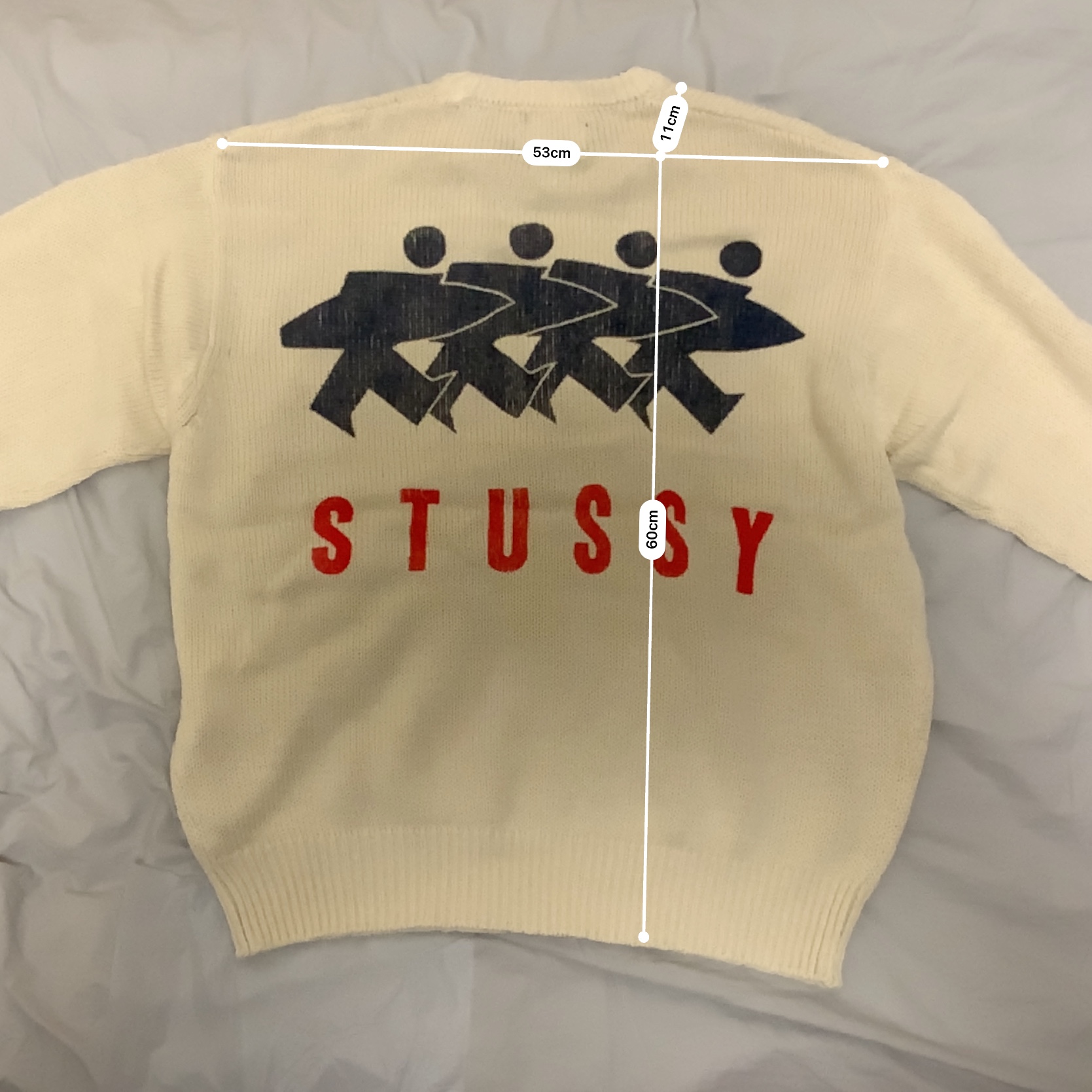 Stussy Surfman Icon Cotton Linen Crew Ivory 착용 스타일 - 2