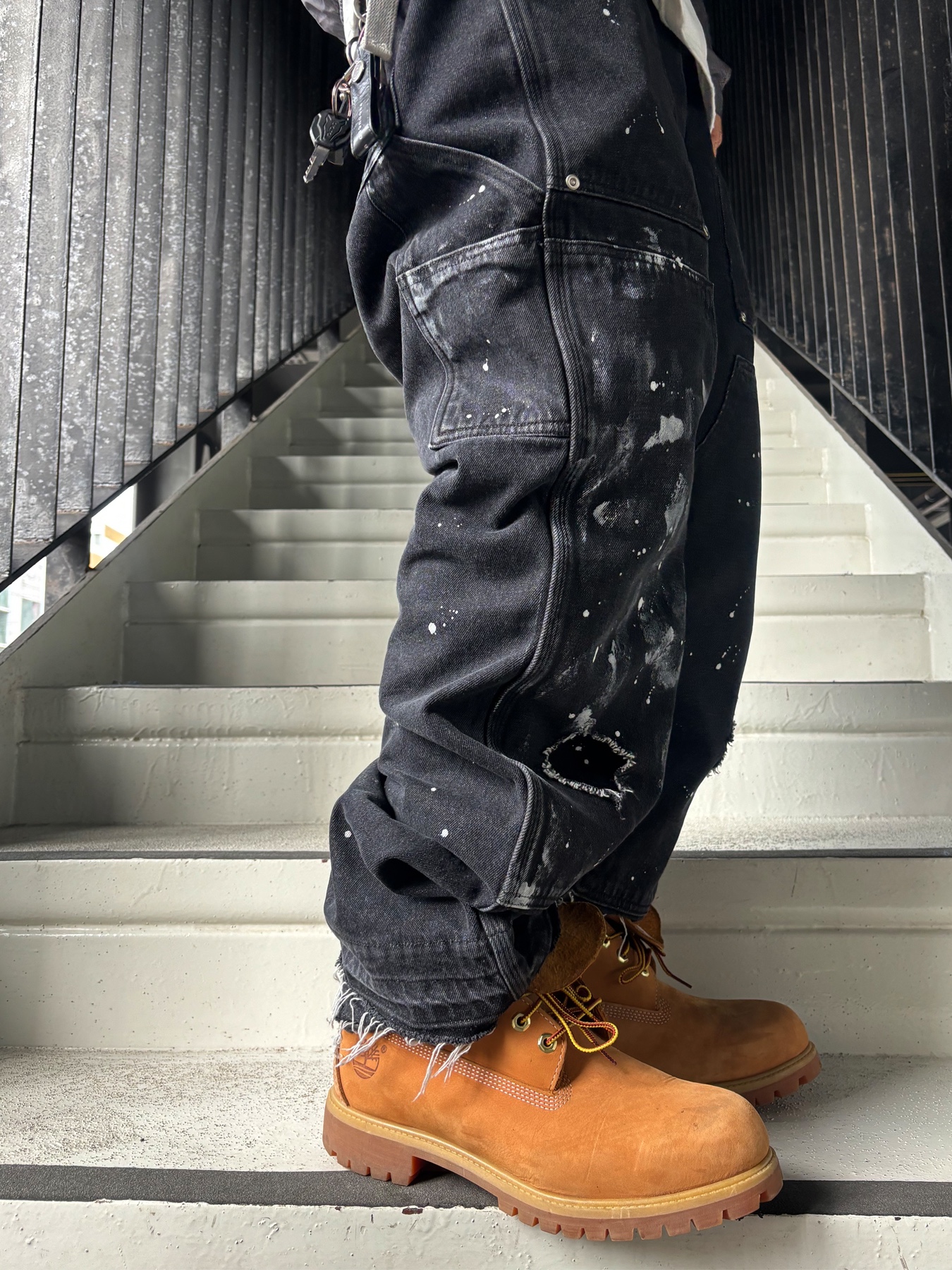 Wapworks Work Double Knee Carpenter Pants, Timberland Premium 6 inch Waterproof Boot Wheat Nubuck - Wide 착용 스타일 - 2