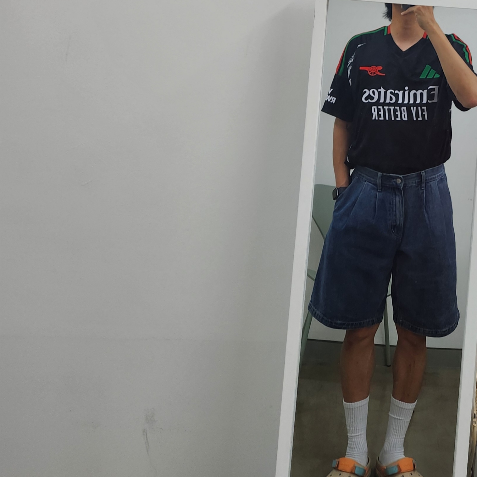 Adidas Arsenal 2024/25 Away Jersey Black - KR Sizing (Non Marking Ver.) 착용 스타일
