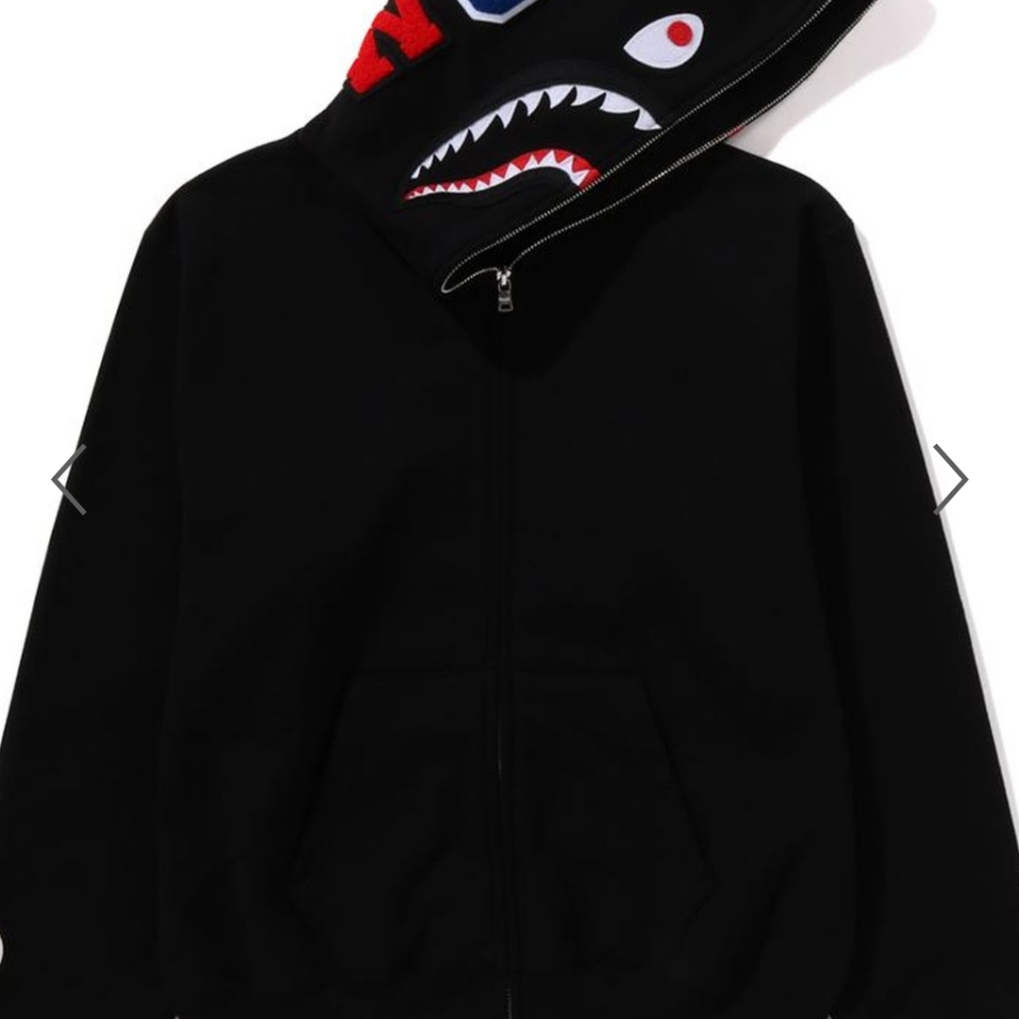 (W) BAPE Shark Full Zip Hoodie Black 착용 스타일 - 1