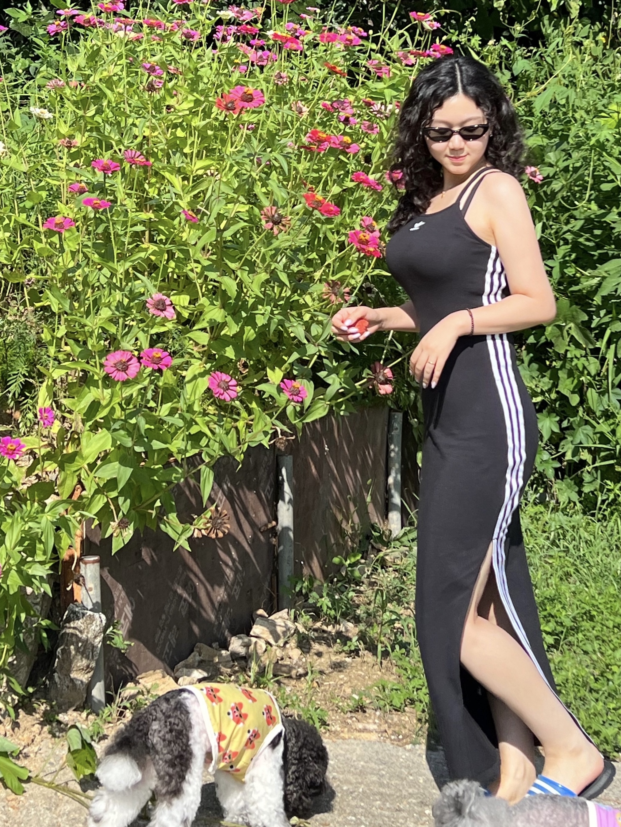 (W) Adidas Adicolor 3-Stripes Maxi Dress Black - KR Sizing 착용 스타일 - 2