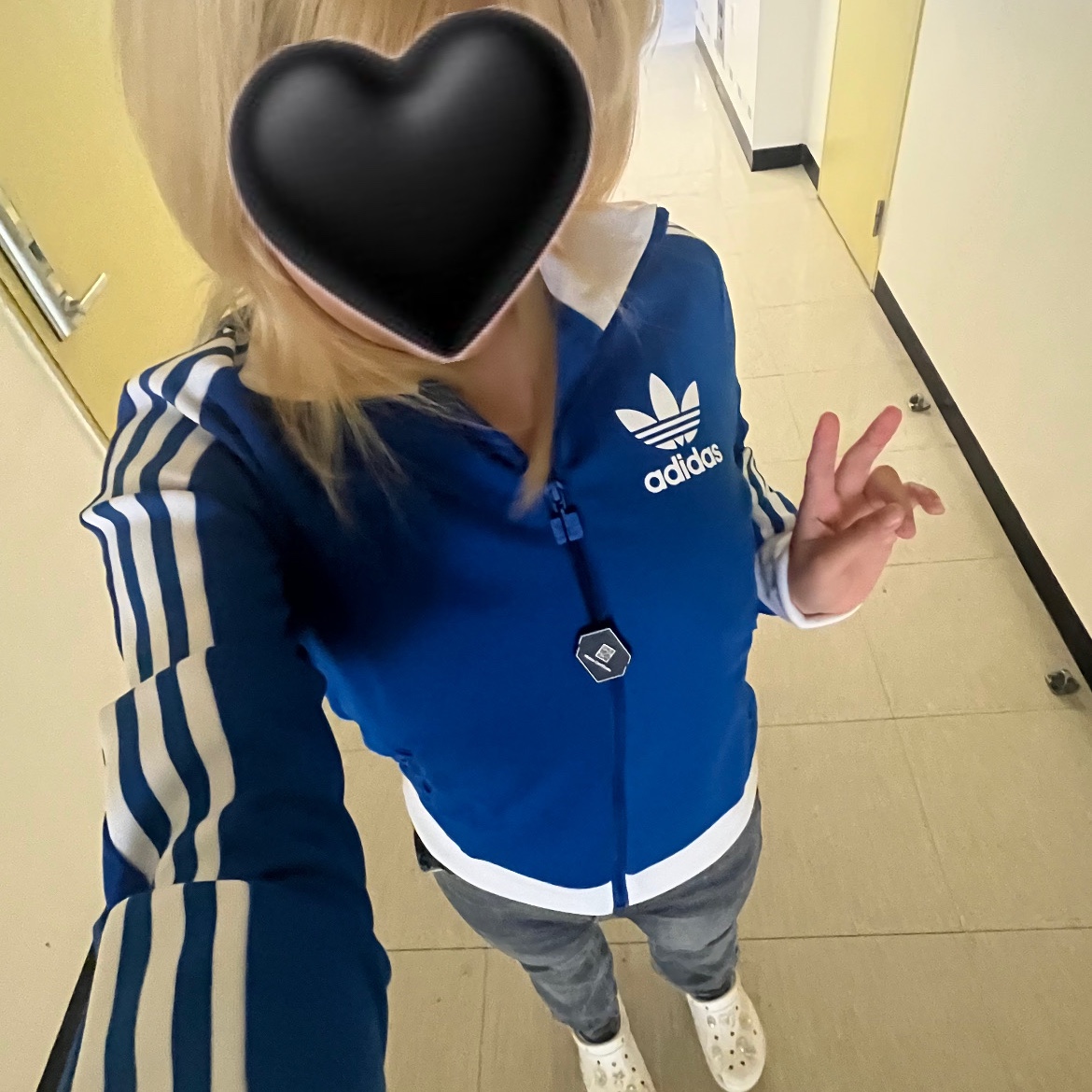 (W) Adidas Beckenbauer Track Top Blue - KR Sizing 착용 스타일