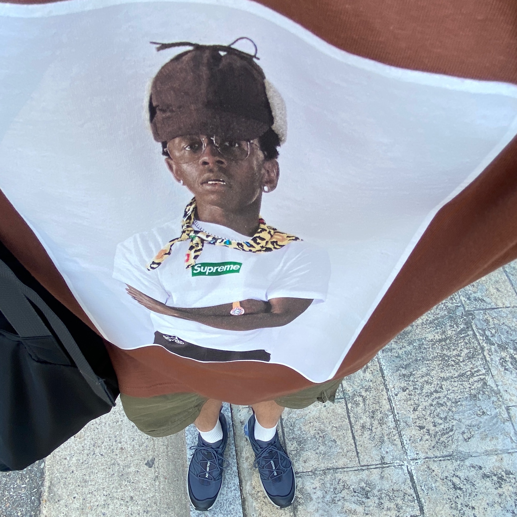 Supreme Tyler The Creator T-Shirt Brown - 24FW, Salomon XT-6 Expanse India Ink Ghost Gray 착용 스타일 - 4