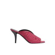 (W) Gucci GG Crystal 75mm Heeled Sandal Moire Fabric Cherry Red