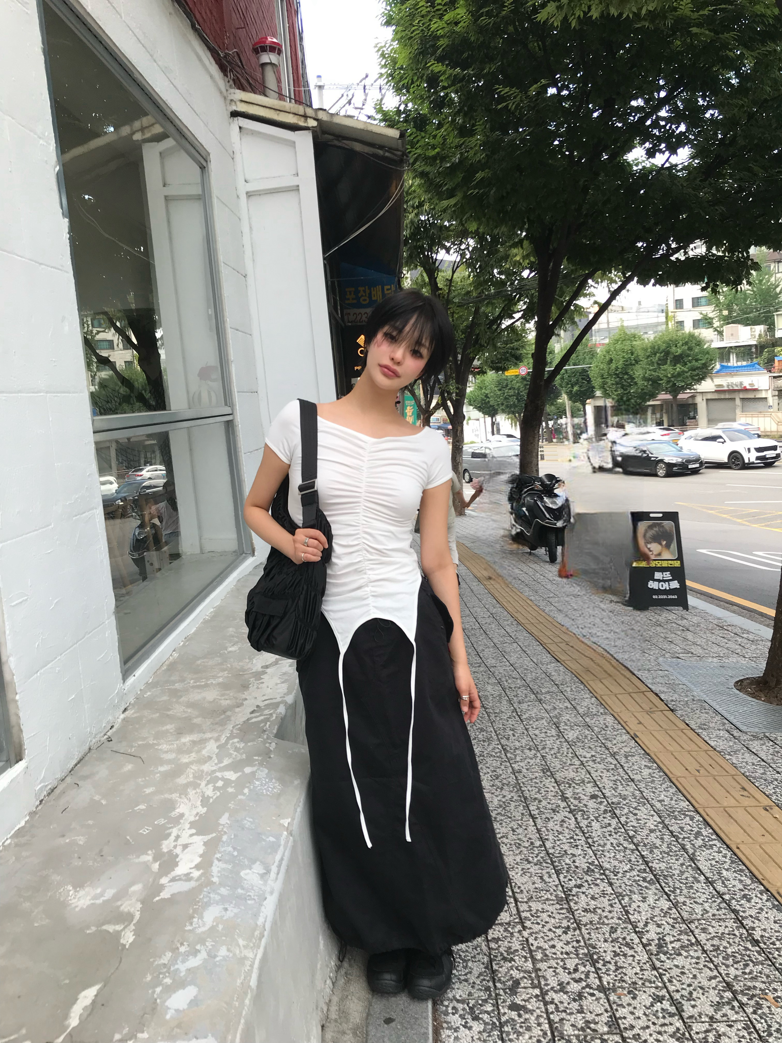 ALPHA INDUSTRIES Drawcord Skirt W Black 착용 스타일 - 1