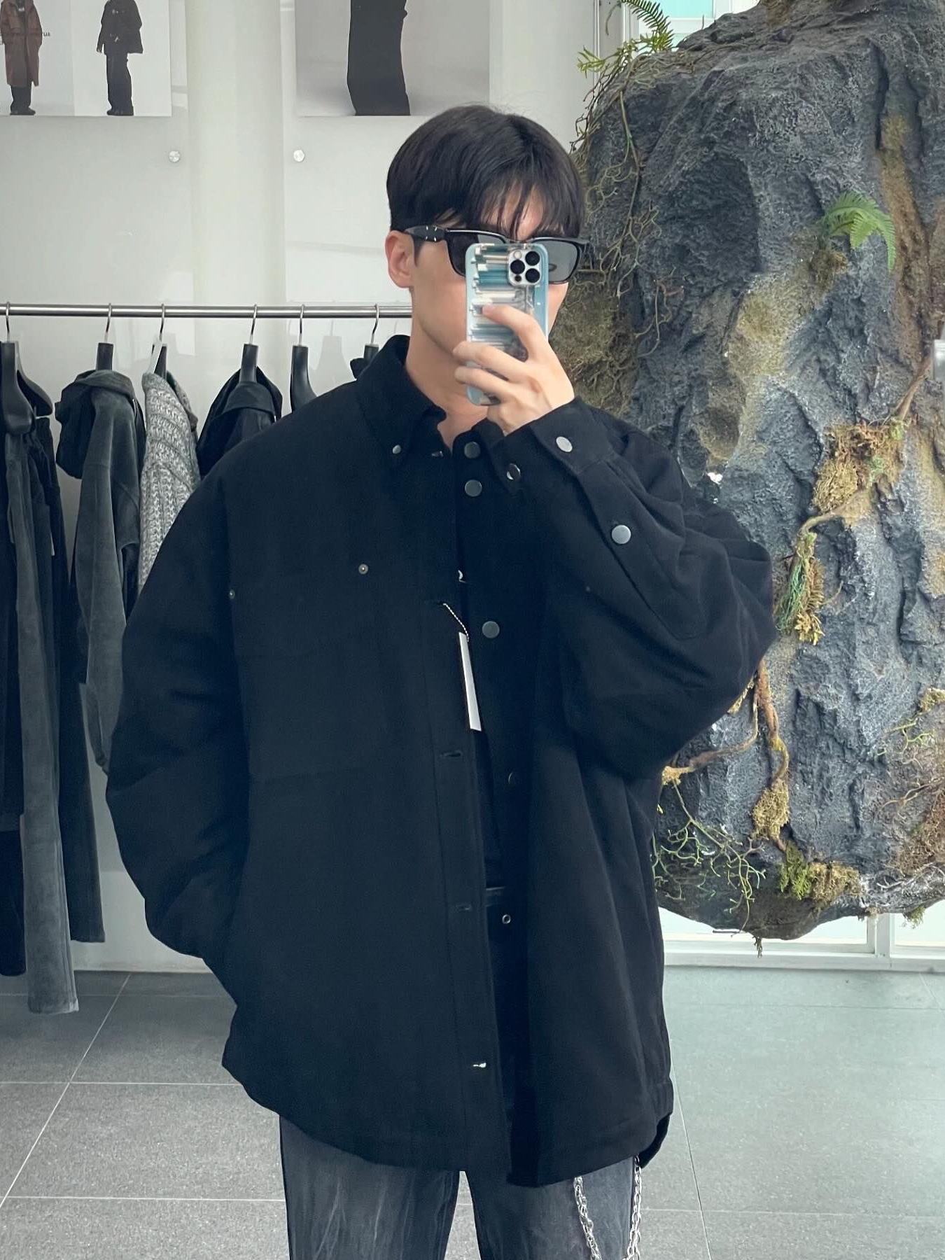 Haleine Padded Work Shirt Jacket Black (VJ316), Haleine Padded Work Shirt Jacket Beige (VJ317) 착용 스타일