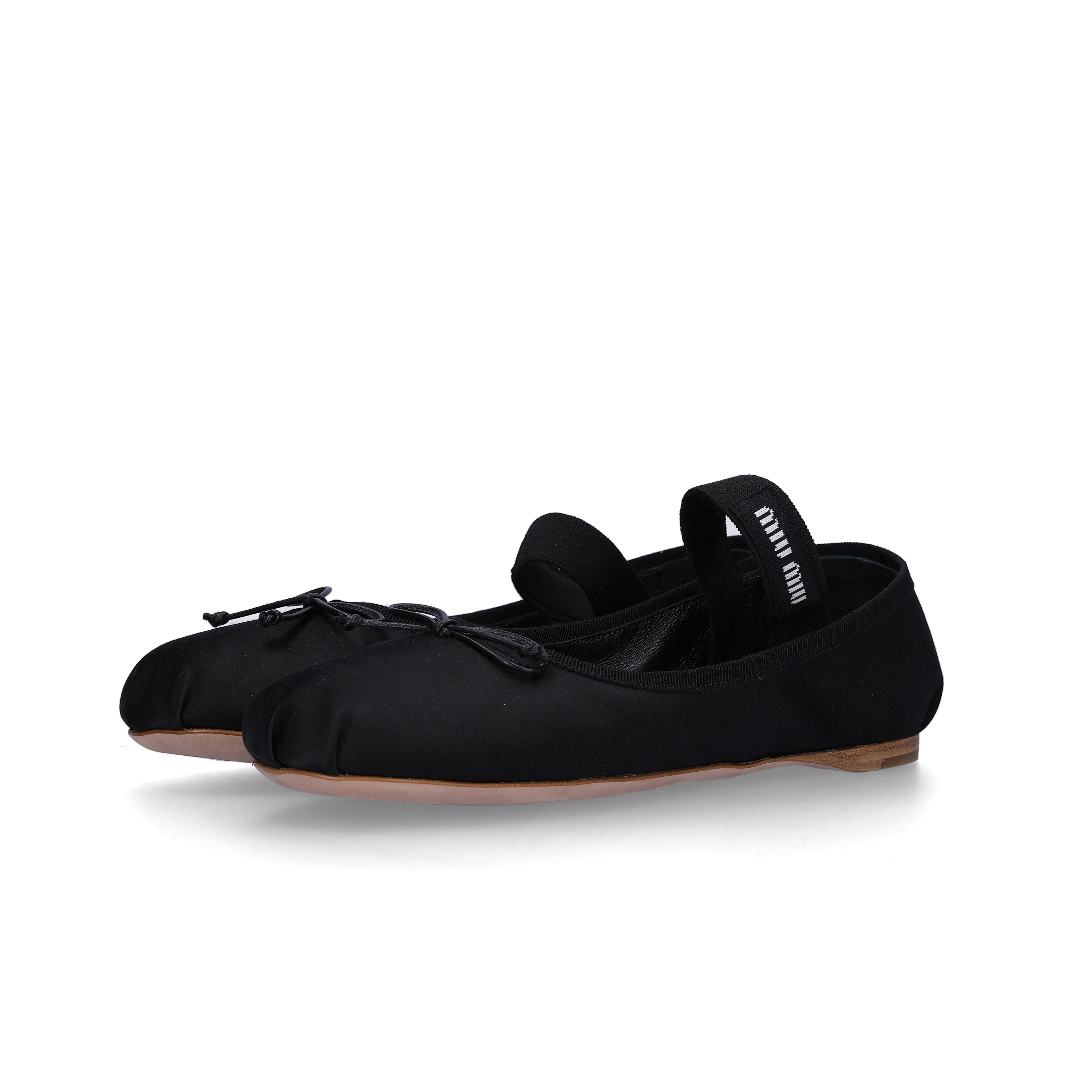 (W) Miu Miu Satin Ballerinas Black