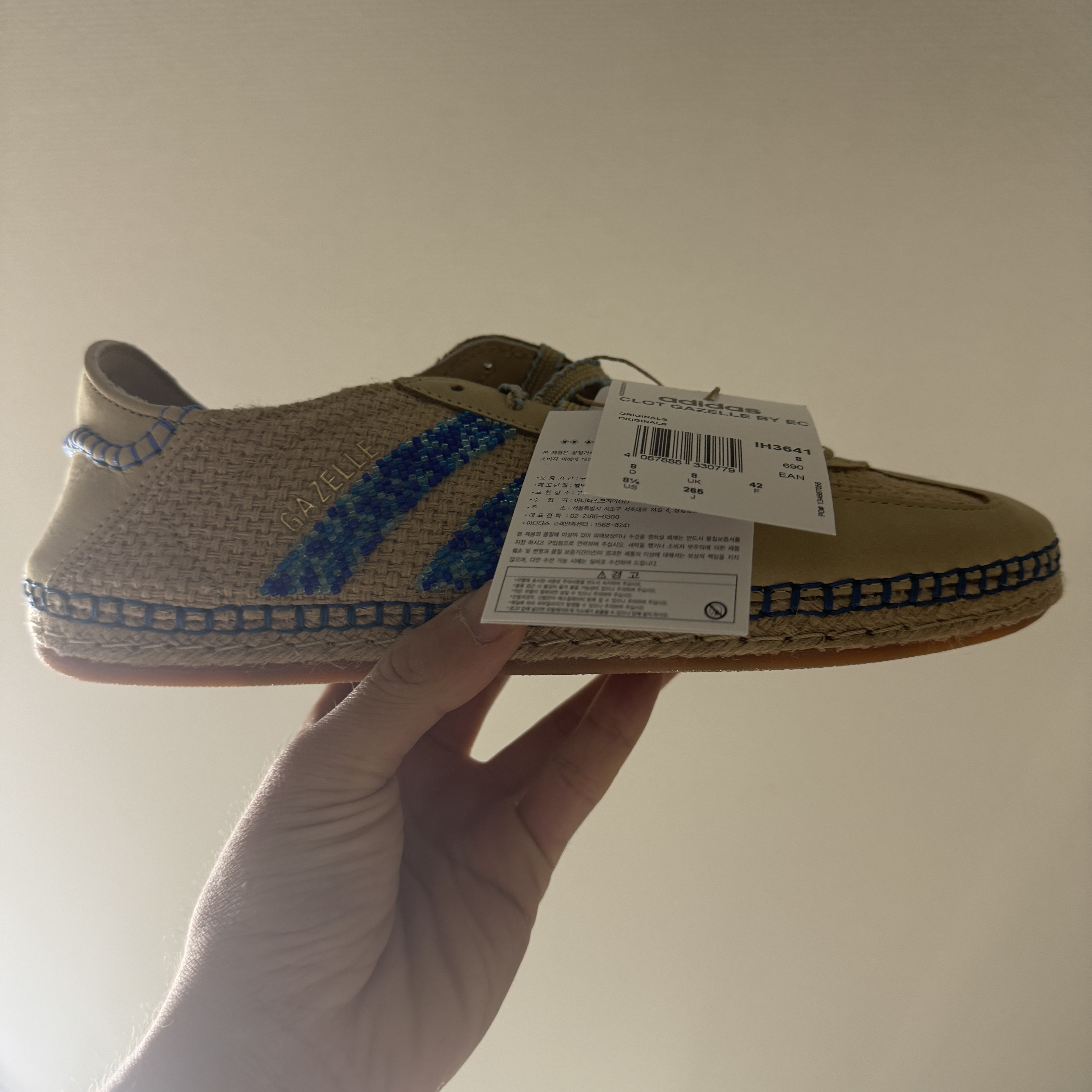 Adidas x Clot Gazelle Linen Khaki Light Blue ์ฐฉ์ฉ ์คํ์ผ