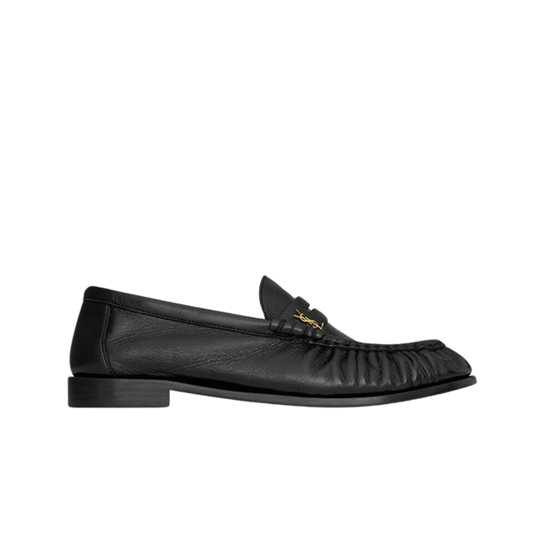 775867-AA00K-1000 Saint Laurent Le Loafer Penny Slippers in Shiny Creased Leather Black