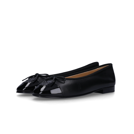 (W) Chanel Ballerina Flat Lambskin Patent Calfskin & Black