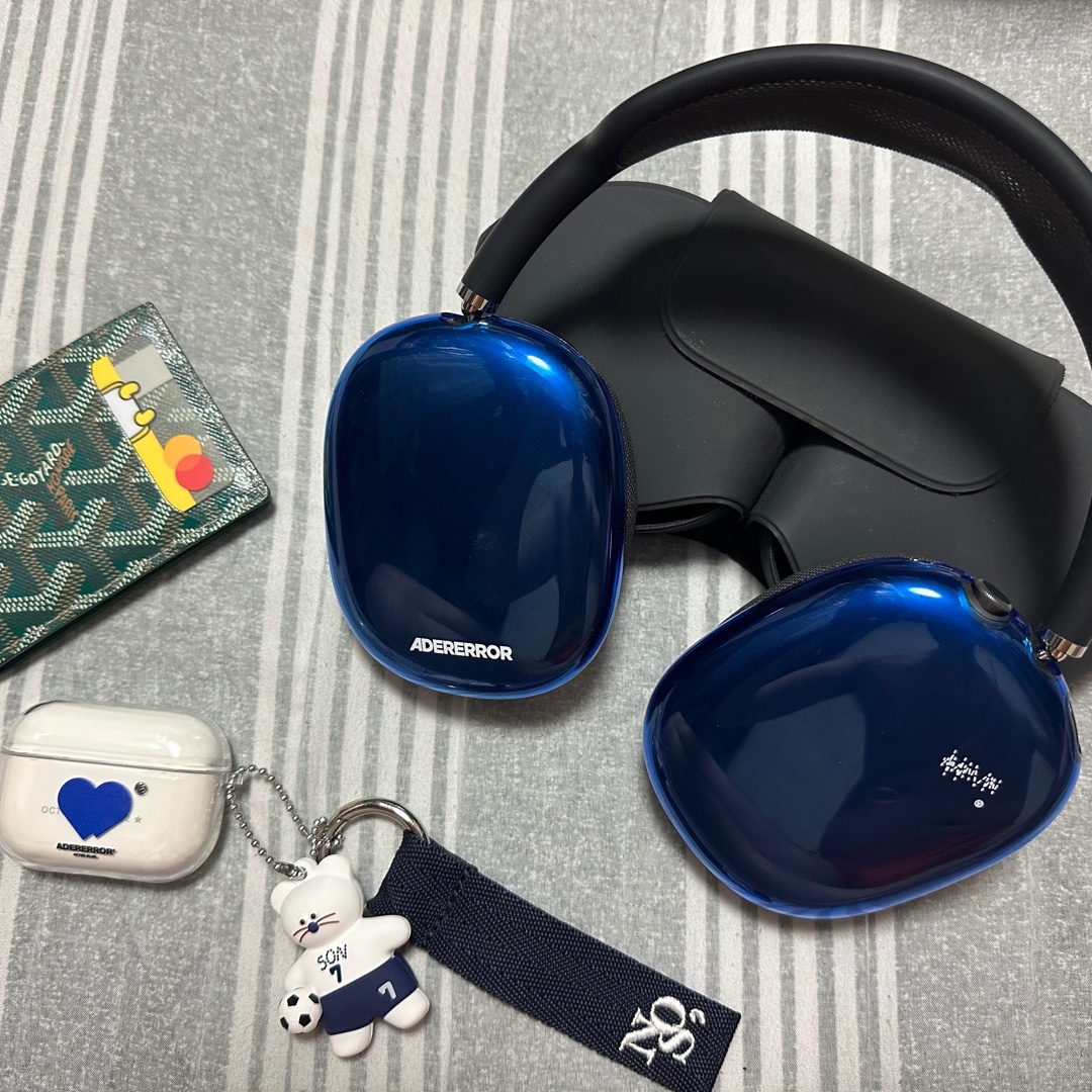 Ader Error Twin Heart AirPods Pro Hard Case Clear, Ader Error Standic AirPods Max Case Z-Blue 착용 스타일