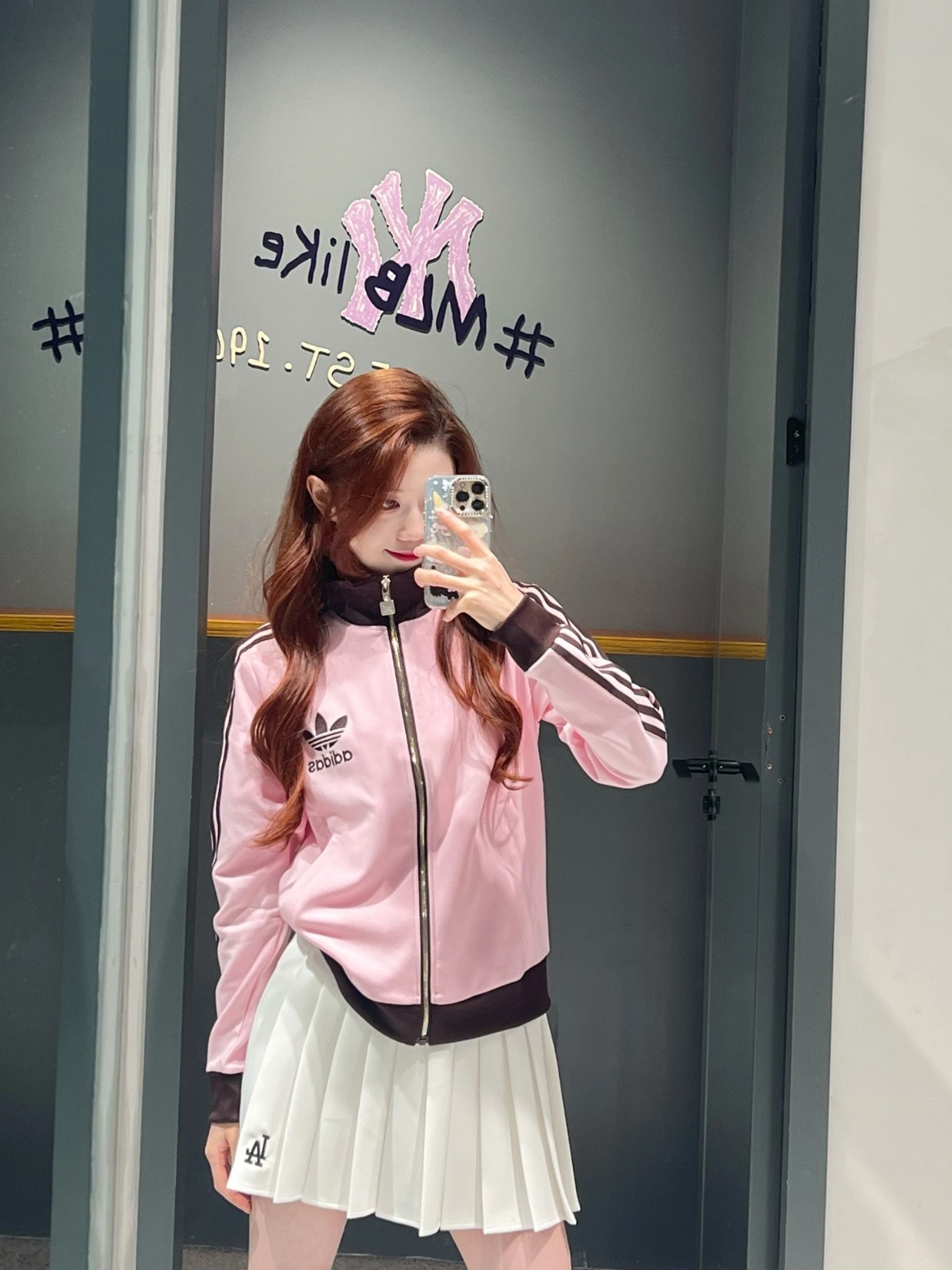 (W) Adidas Originals Beckenbauer Track Jacket Clear Pink - KR Sizing 착용 스타일 - 1