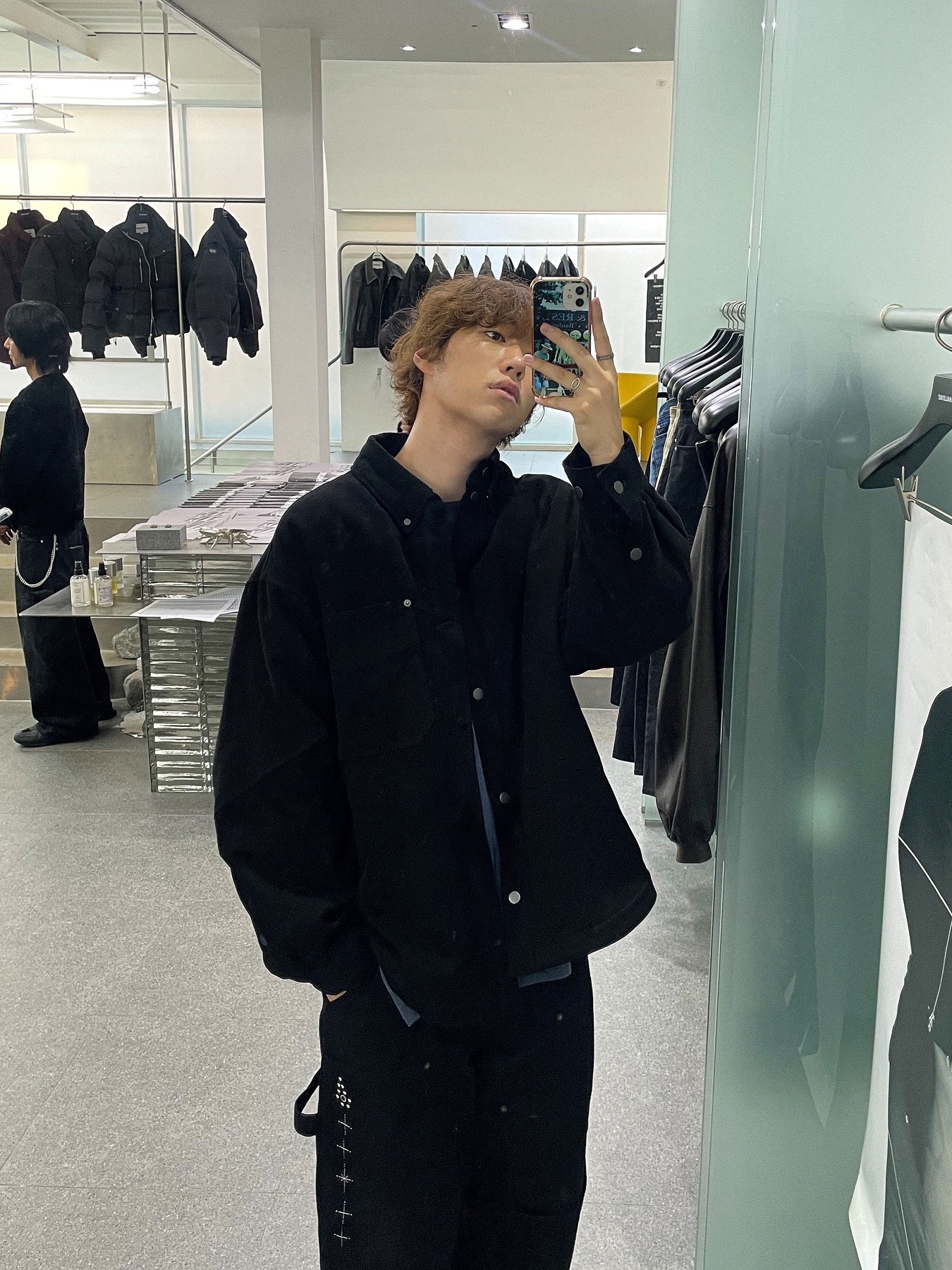 Haleine Padded Work Shirt Jacket Grey Check (VJ318), Haleine Padded Work Shirt Jacket Beige (VJ317) 착용 스타일