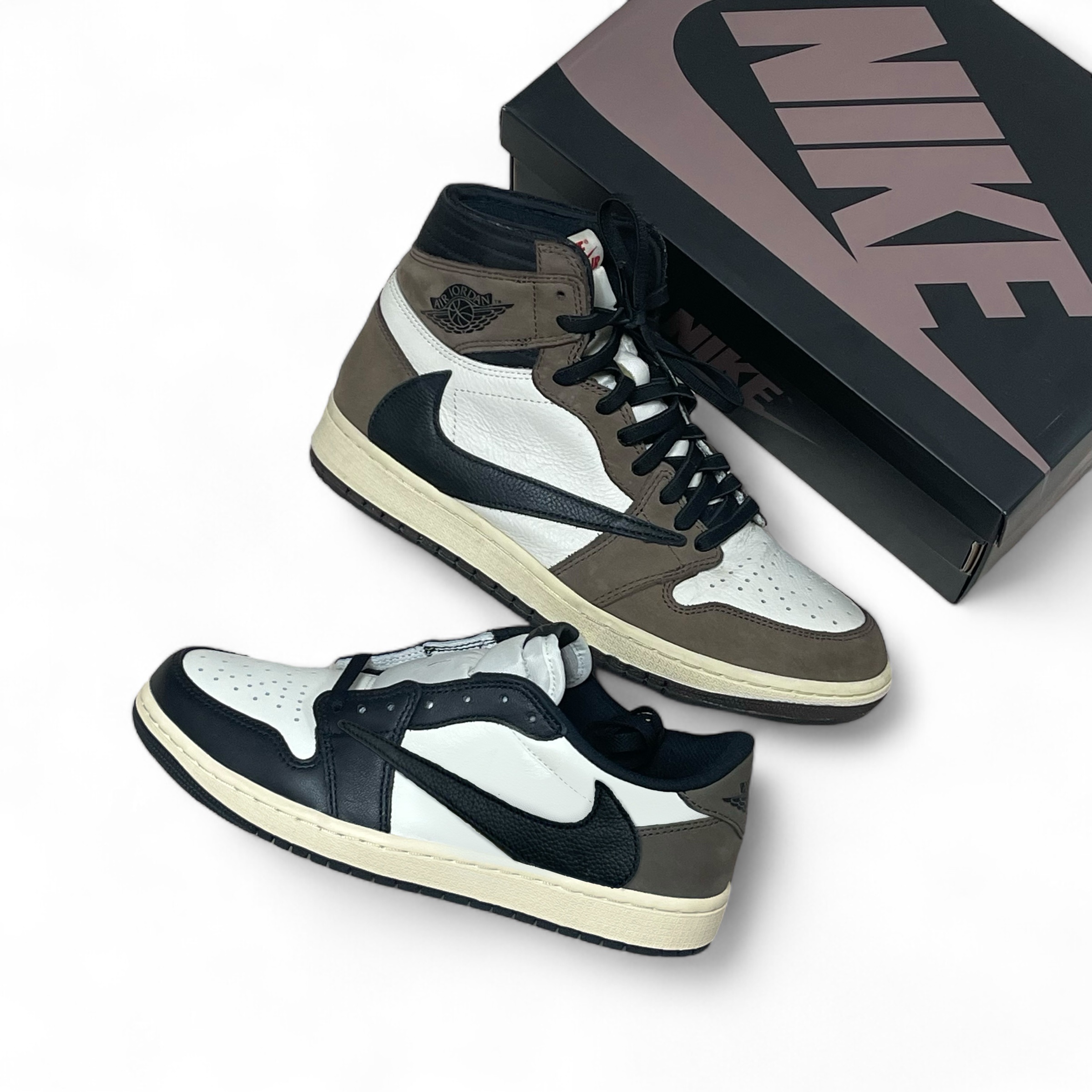 Jordan 1 x Travis Scott Retro High OG SP Mocha, Jordan 1 Retro Low OG Mocha 착용 스타일