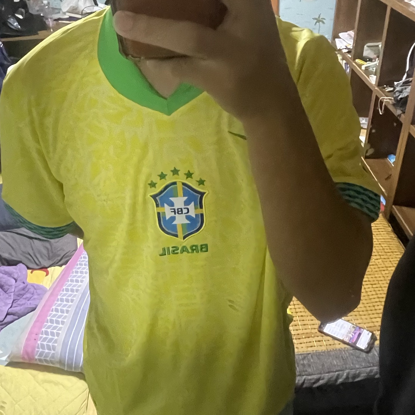 Nike Brazil 2024/25 Dri-Fit Stadium Home Jersey Dynamic Yellow (Non Marking Ver.) 착용 스타일