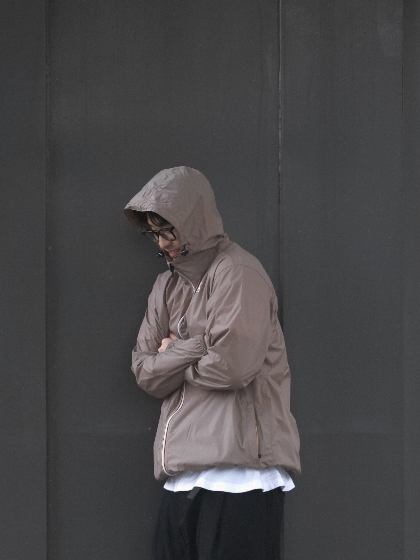 K-WAY Le Vrai Claude Jacket Purple, K-WAY Le Vrai Claude Jacket Dark Khaki 착용 스타일 - 2