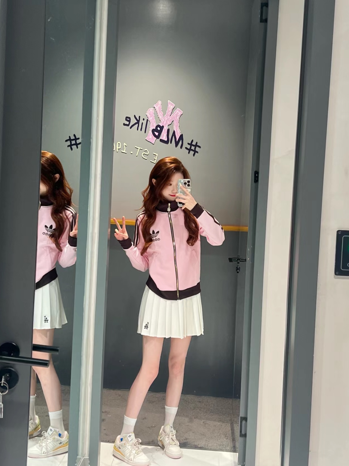 (W) Adidas Originals Beckenbauer Track Jacket Clear Pink - KR Sizing 착용 스타일 - 3