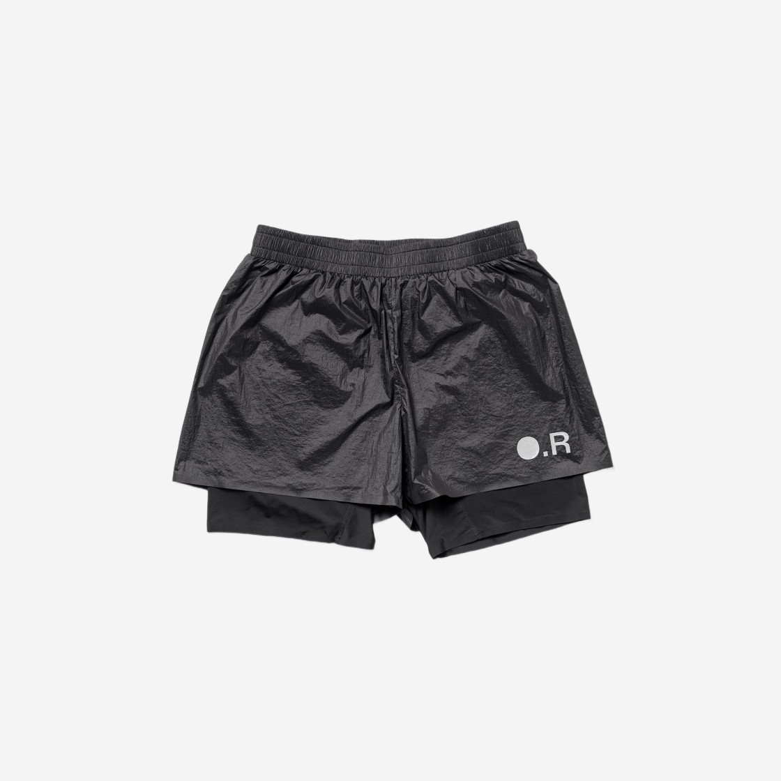 Optimistic Runners Glossy Nylon Shorts Black 상세 이미지 1