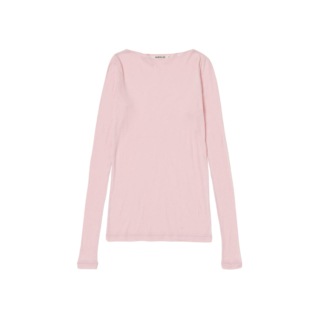 (W) Auralee High Gauge Sheer Rib Boat Neck L/S T-Shirt Pink 상세 이미지 1