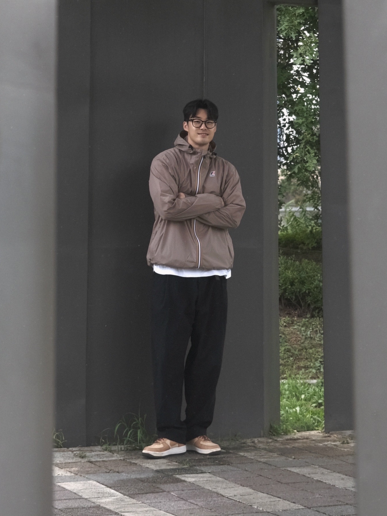 K-WAY Le Vrai Claude Jacket Purple, K-WAY Le Vrai Claude Jacket Dark Khaki 착용 스타일 - 1