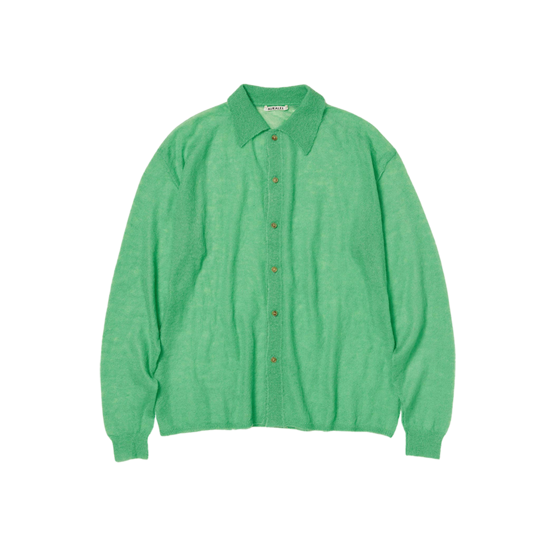 Auralee Kid Mohair Sheer Knit Shirt Cardigan Green 상세 이미지 1