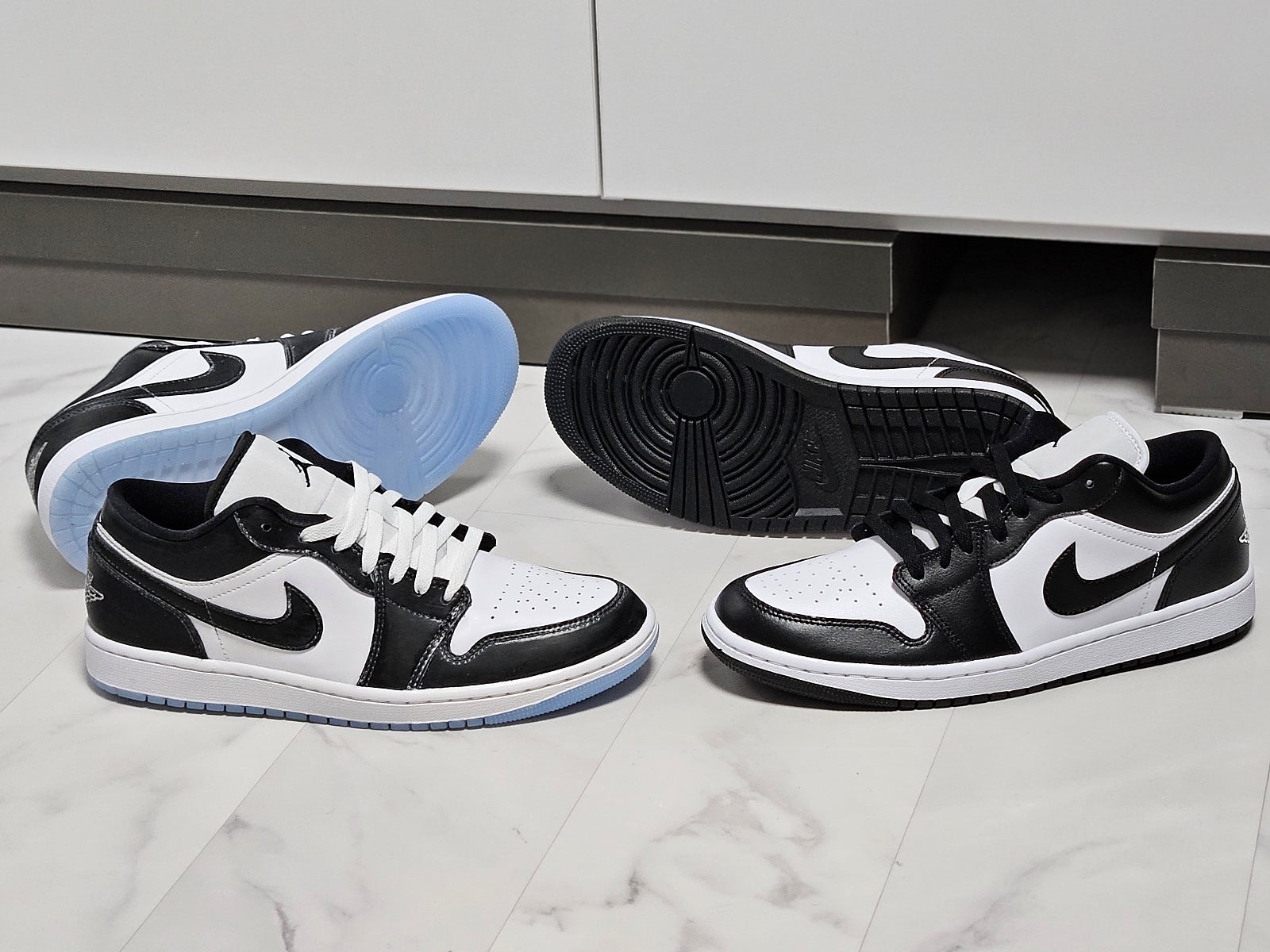 Nike Dunk Low Retro Black, Jordan 1 Low SE Concord 착용 스타일 - 5