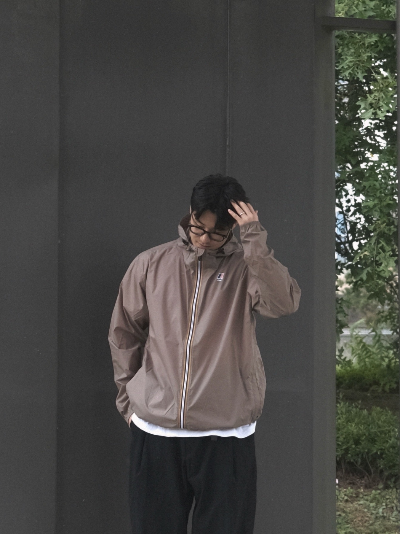 K-WAY Le Vrai Claude Jacket Dark Khaki, K-WAY Le Vrai Claude Jacket Lavender 착용 스타일 - 2