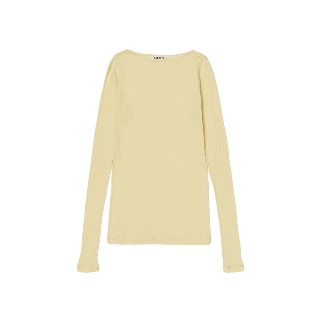 (W) Auralee High Gauge Sheer Rib Boat Neck L/S T-Shirt Yellow 상세 이미지 1