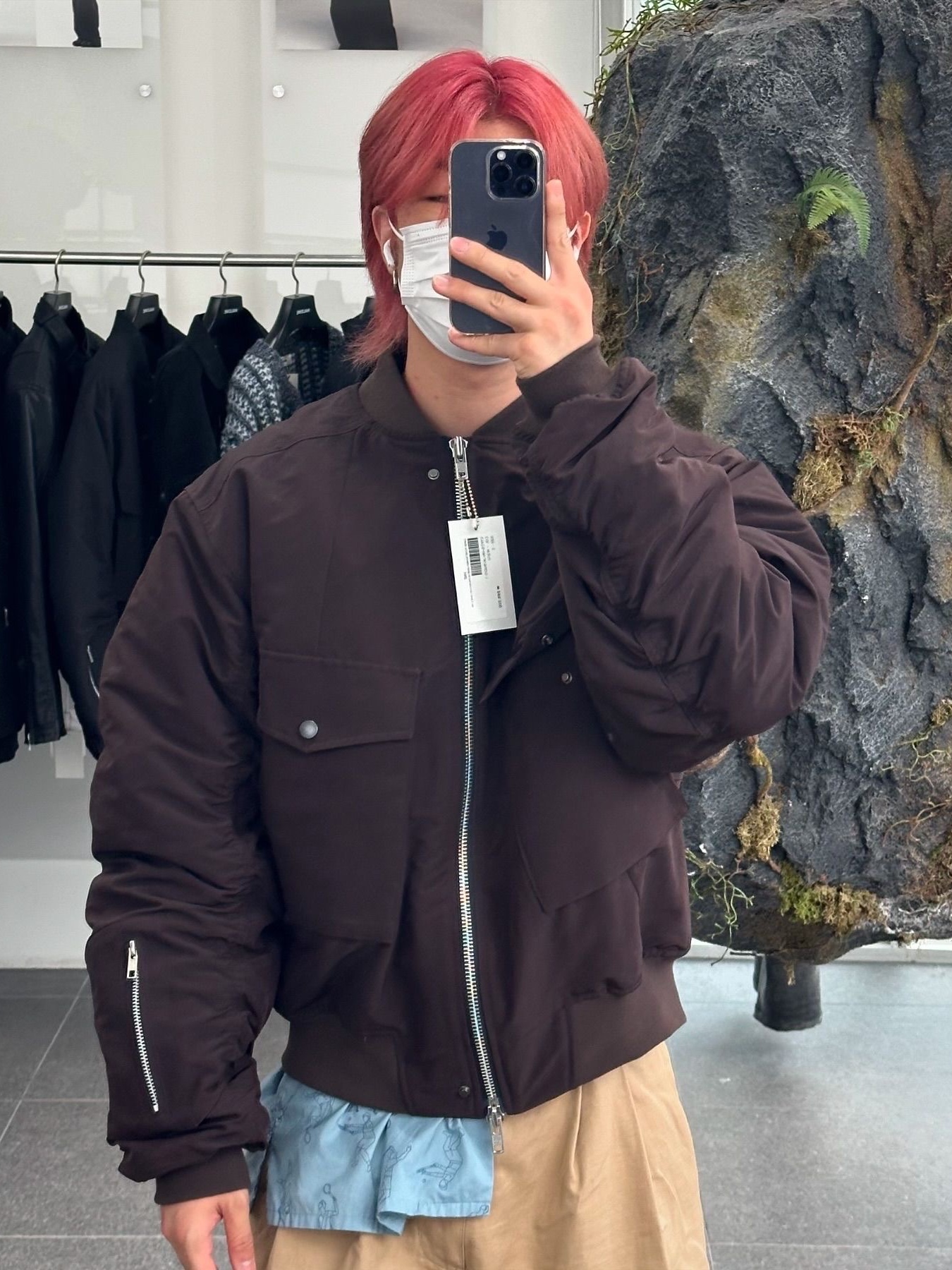 Haleine Cargo Pocket Bomber Jacket Black (VJ319), Haleine Cargo Pocket Bomber Jacket Grey (VJ320) 착용 스타일