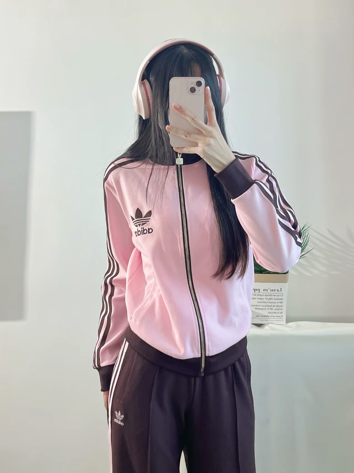 (W) Adidas Originals Beckenbauer Track Jacket Clear Pink - KR Sizing 착용 스타일