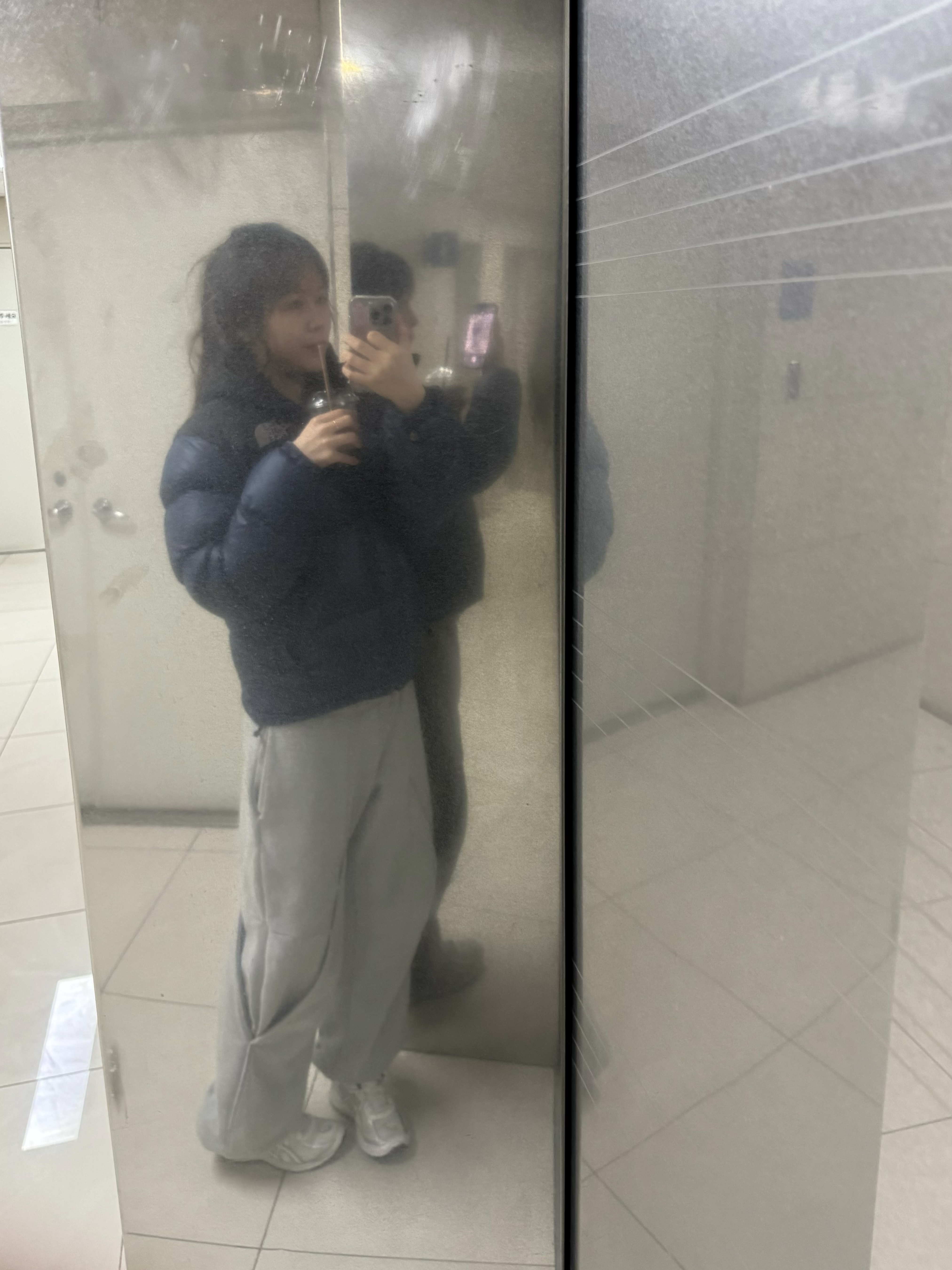 The North Face 1996 Eco Nuptse Jacket Navy 착용 스타일 - 1
