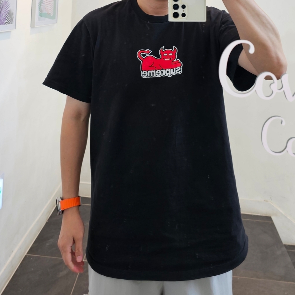 Supreme x Toy Machine Devil Cat T-Shirt Black - 24SS 착용 스타일