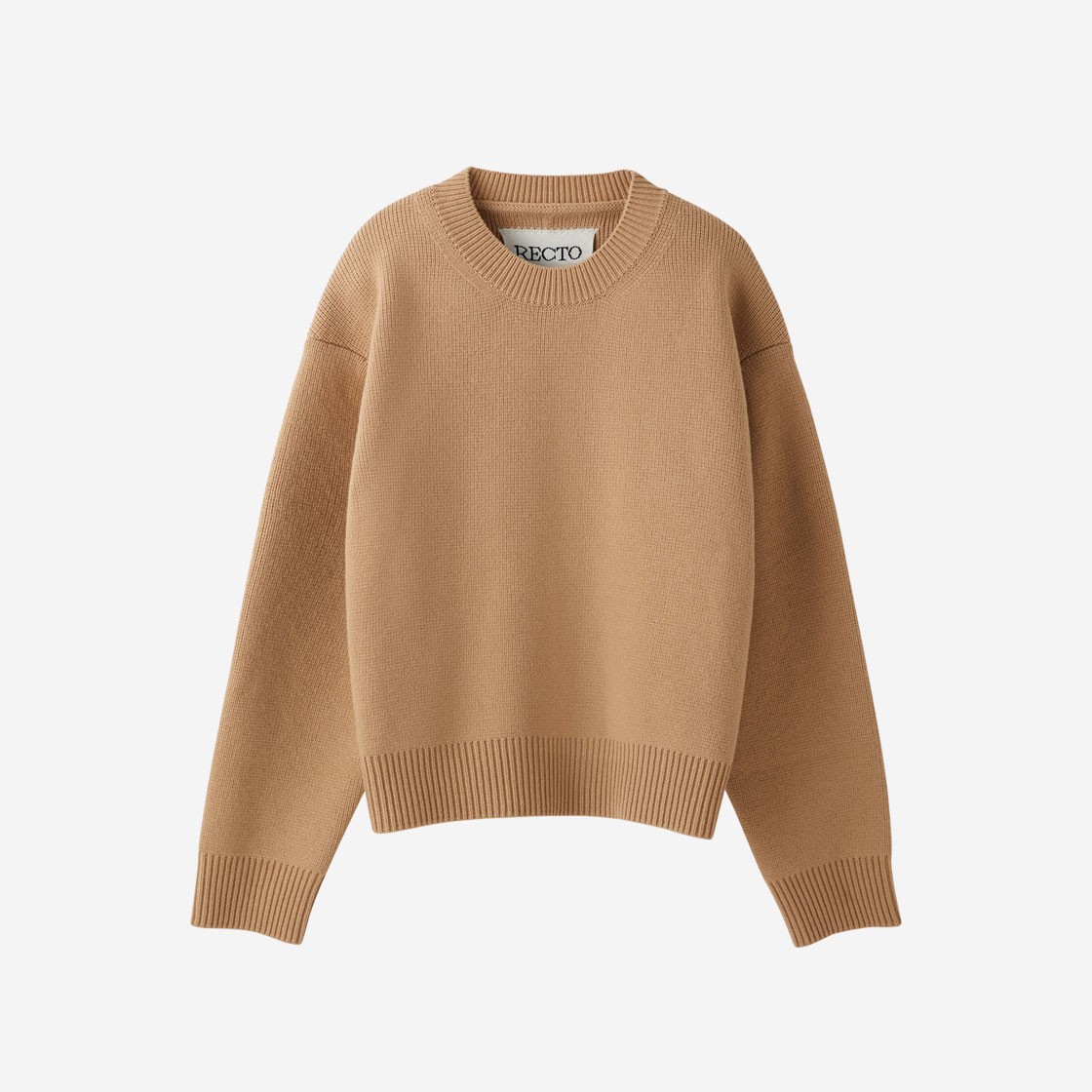 Recto Mens Compact Round Neck Sweater Camel 상세 이미지 1