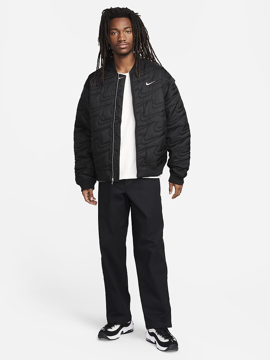 Nike NSW Swoosh Quilted Jacket Black - Asia 착용 스타일 - 1
