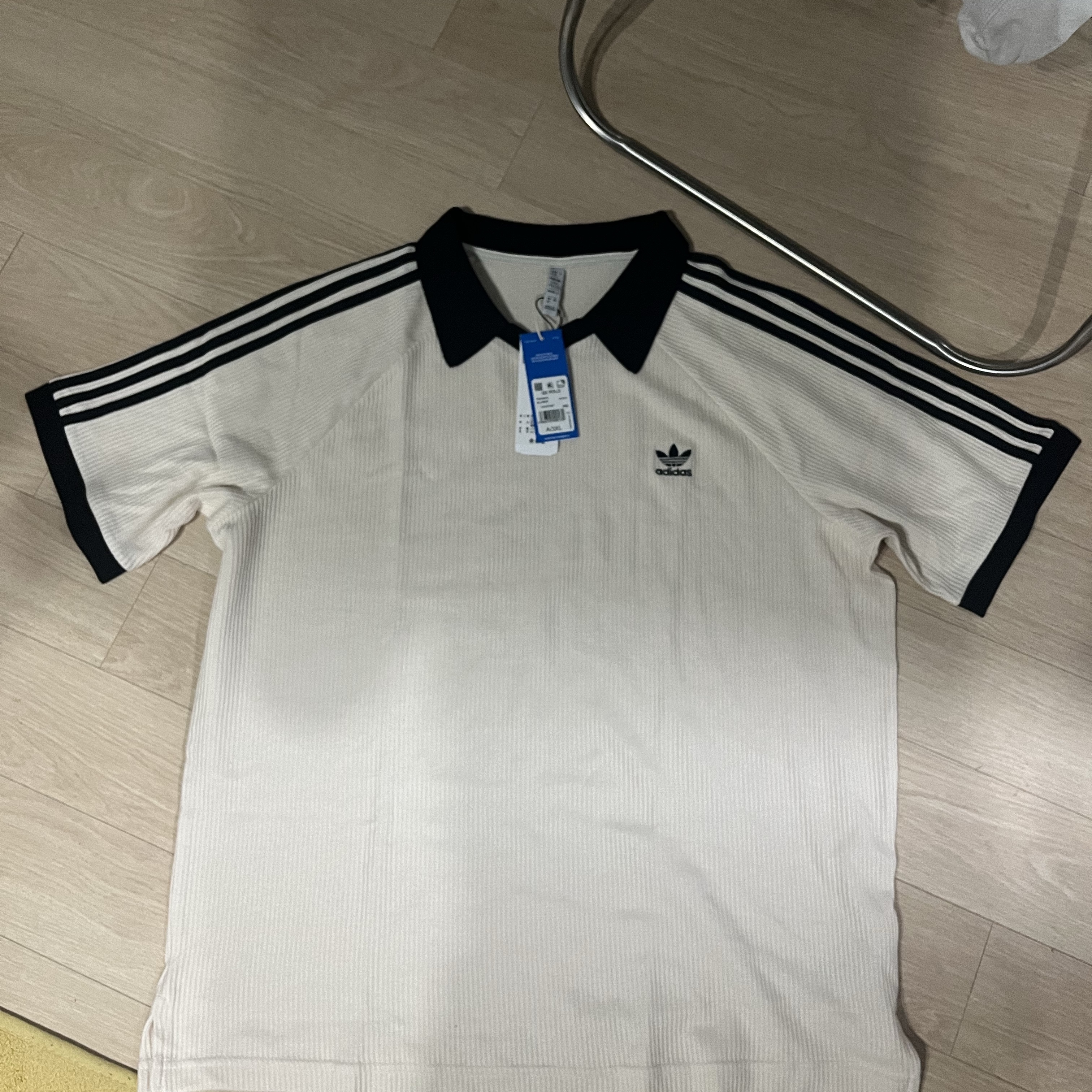 Adidas Adicolor Classics Waffle Polo Shirt Wonder White - KR Sizing 착용 스타일 - 1