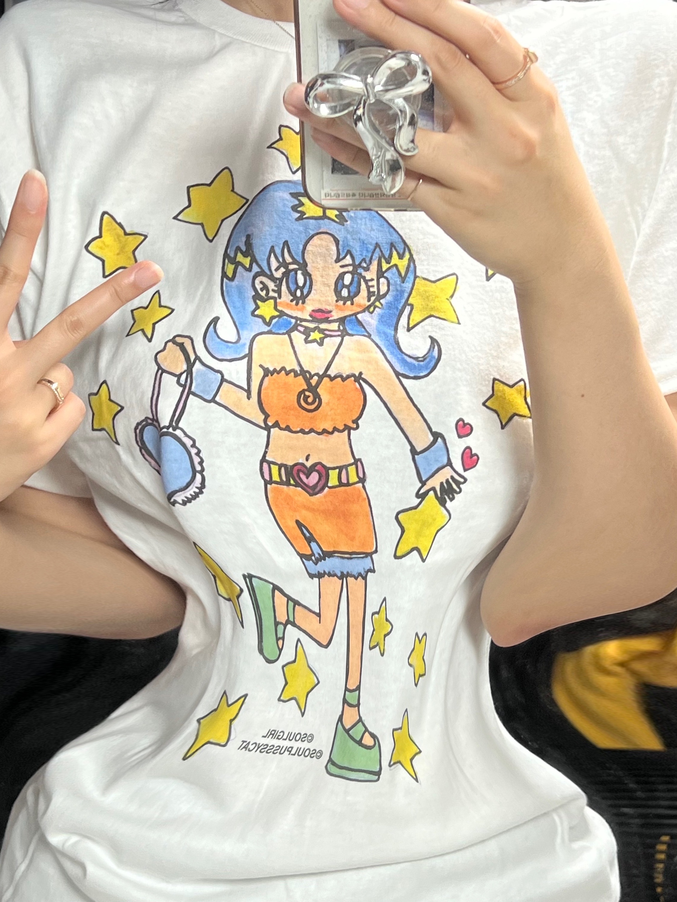 Soulpussycat Soulgirl T-Shirt No. 2 White 착용 스타일 - 1