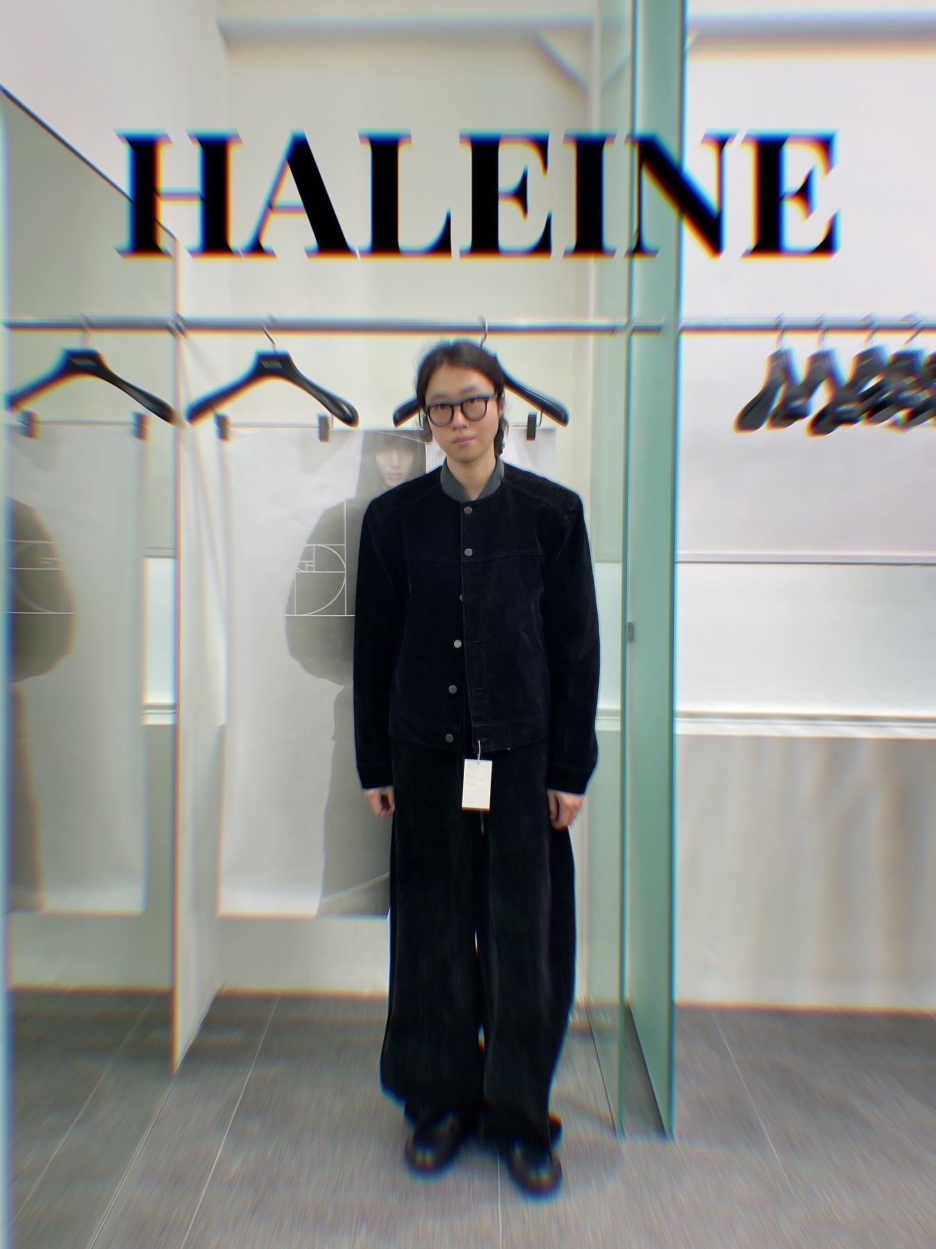 Haleine Cropped Collarless Jacket Black (VJ314), Haleine Cropped Collarless Jacket Grey (VJ315) 착용 스타일