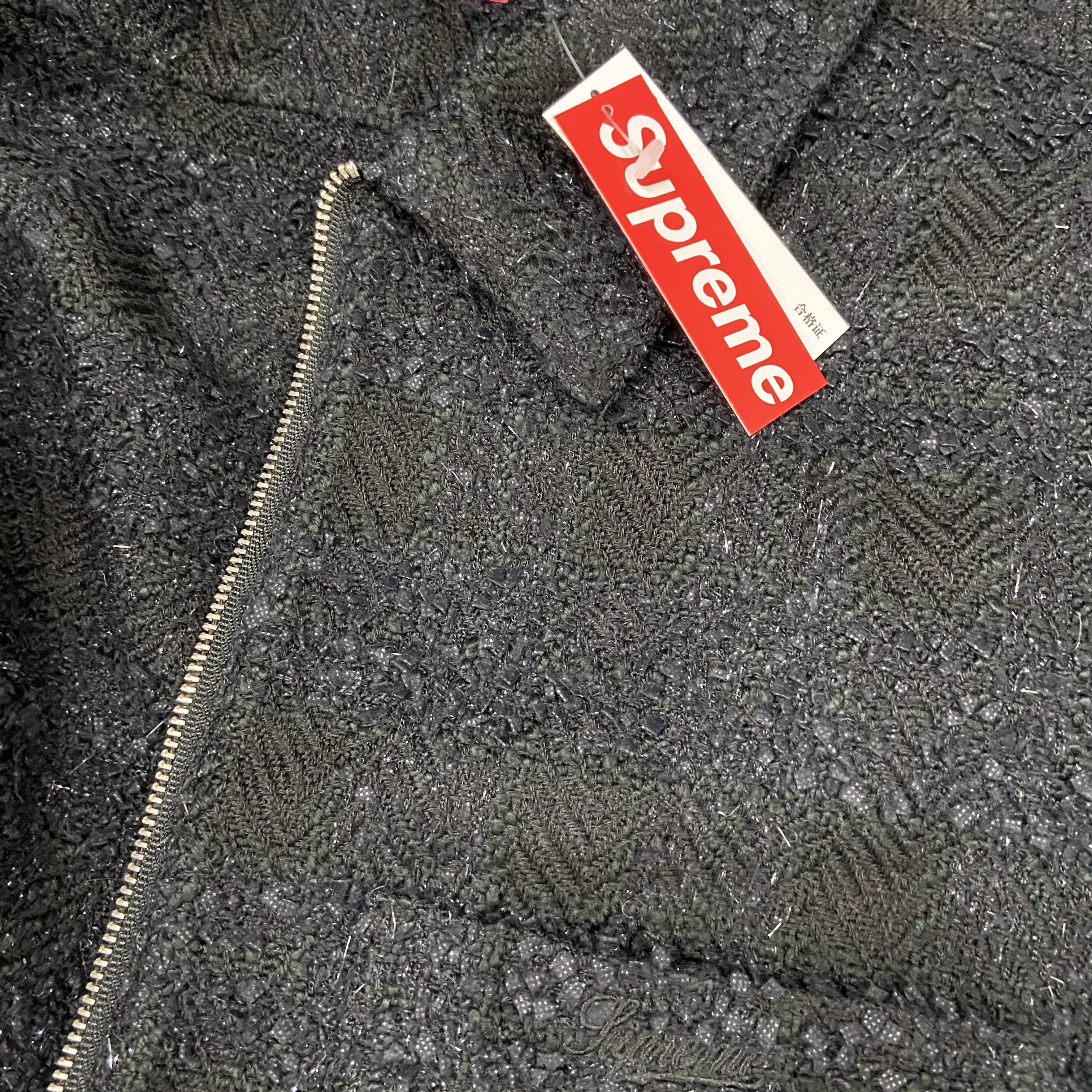 Supreme Boucle Zip Up Shirt Black - 24FW 착용 스타일