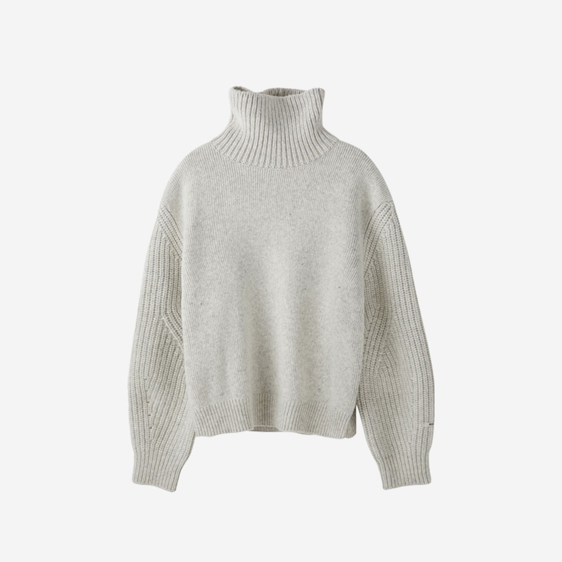 Recto Mens Over Turtle Neck Sweater White Grey 상세 이미지 1