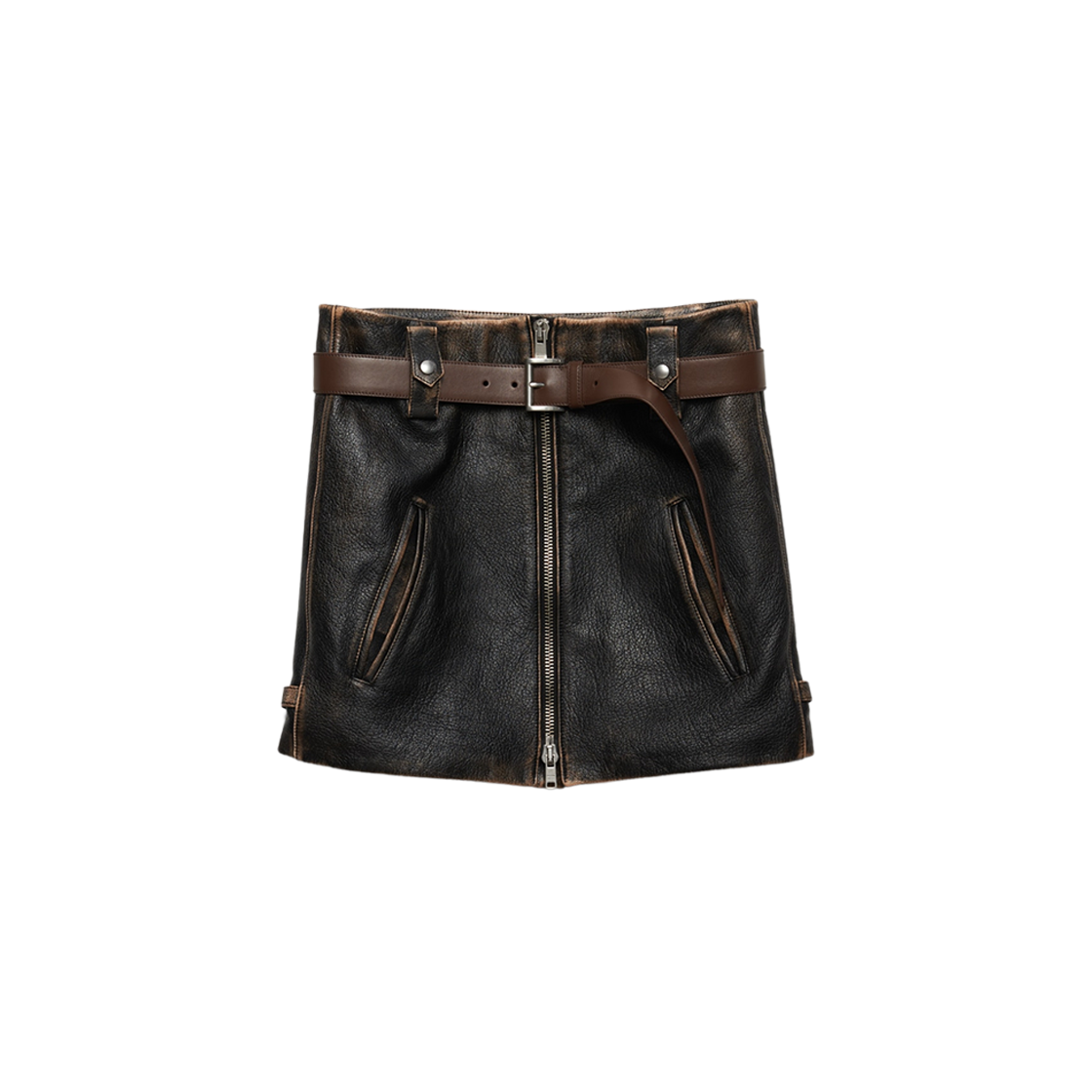 (W) Prada Leather Miniskirt Black 상세 이미지 1