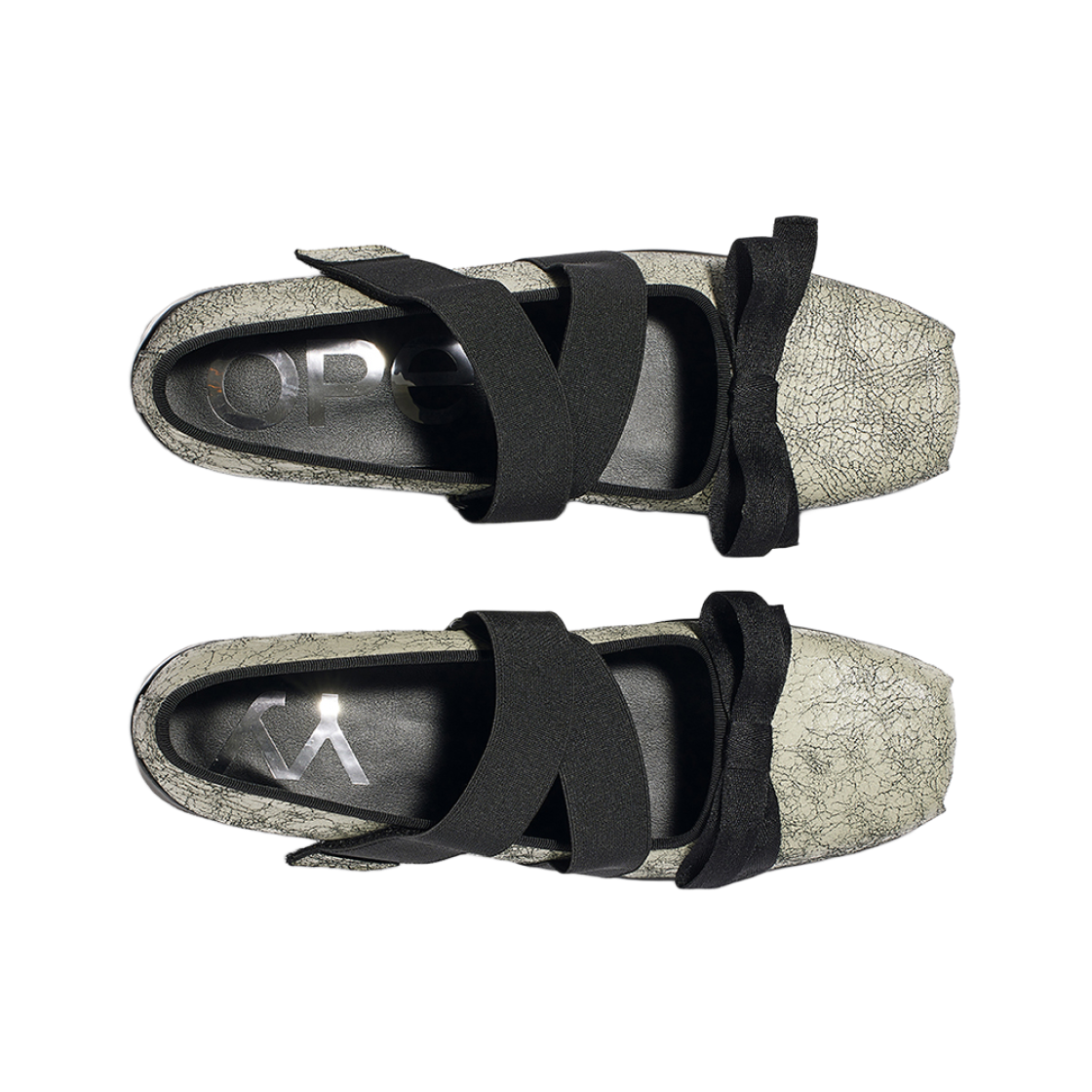 (W) 오픈 Yy 크로스 밴드 발레 플랫 그레이((W) Open Yy Cross Band Ballet Flats Gray) - 2