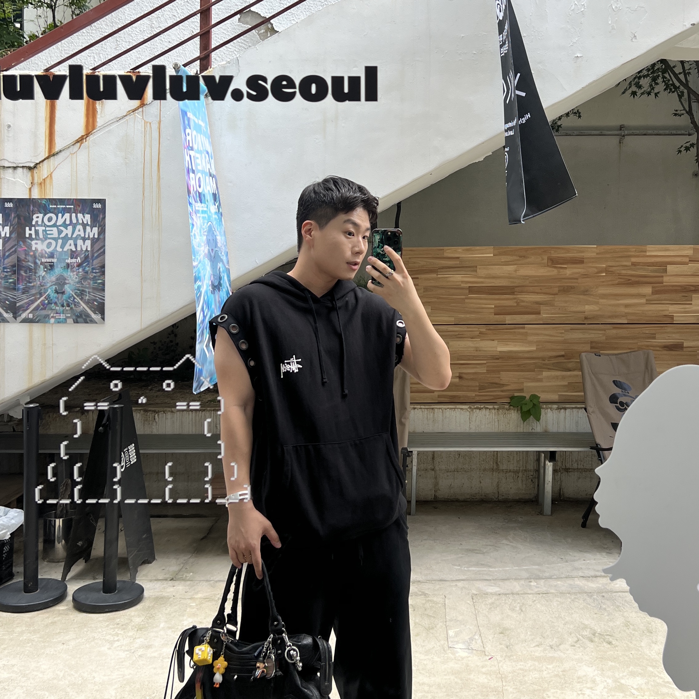 Junya Watanabe x Stussy Hooded Vest Black 착용 스타일