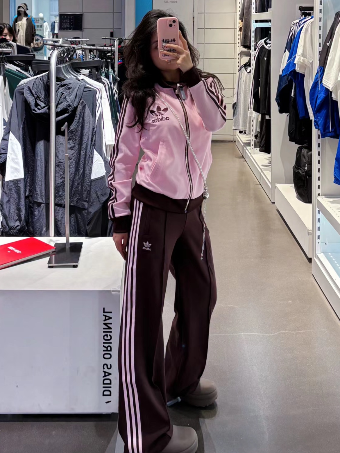 (W) Adidas Originals Beckenbauer Track Jacket Clear Pink - KR Sizing 착용 스타일 - 1