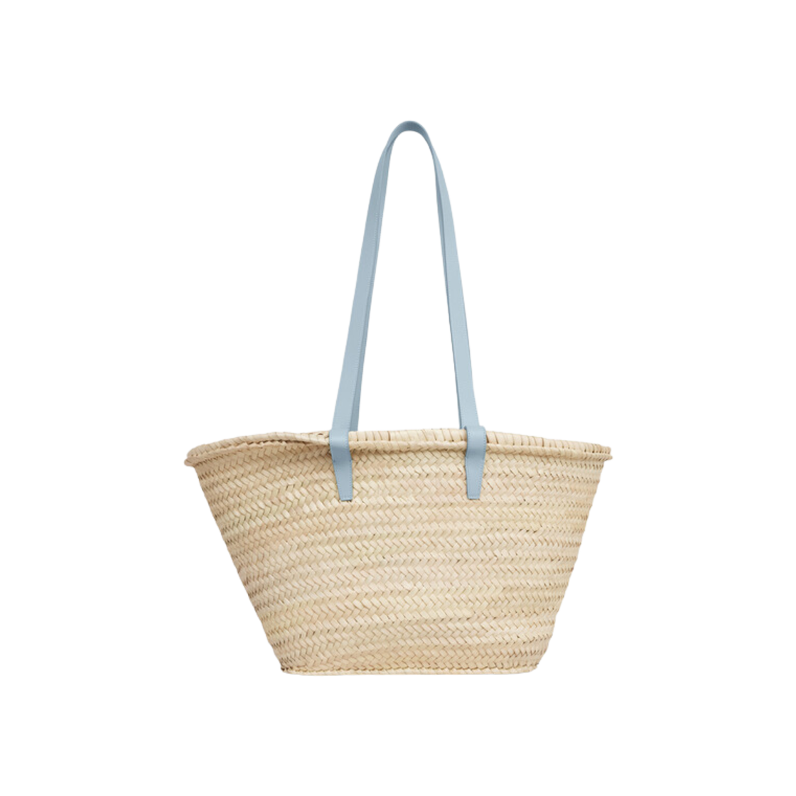 Celine Medium Triomphe Celine Classic Panier in Palm Leaves and Calfskin Pale Blue 상세 이미지 2