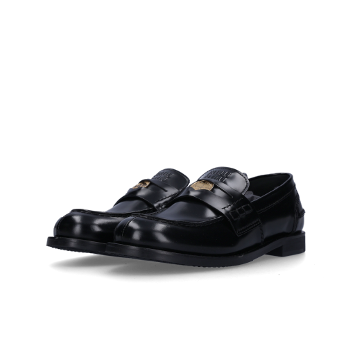 (W) Miu Miu Leather Penny Loafers Black